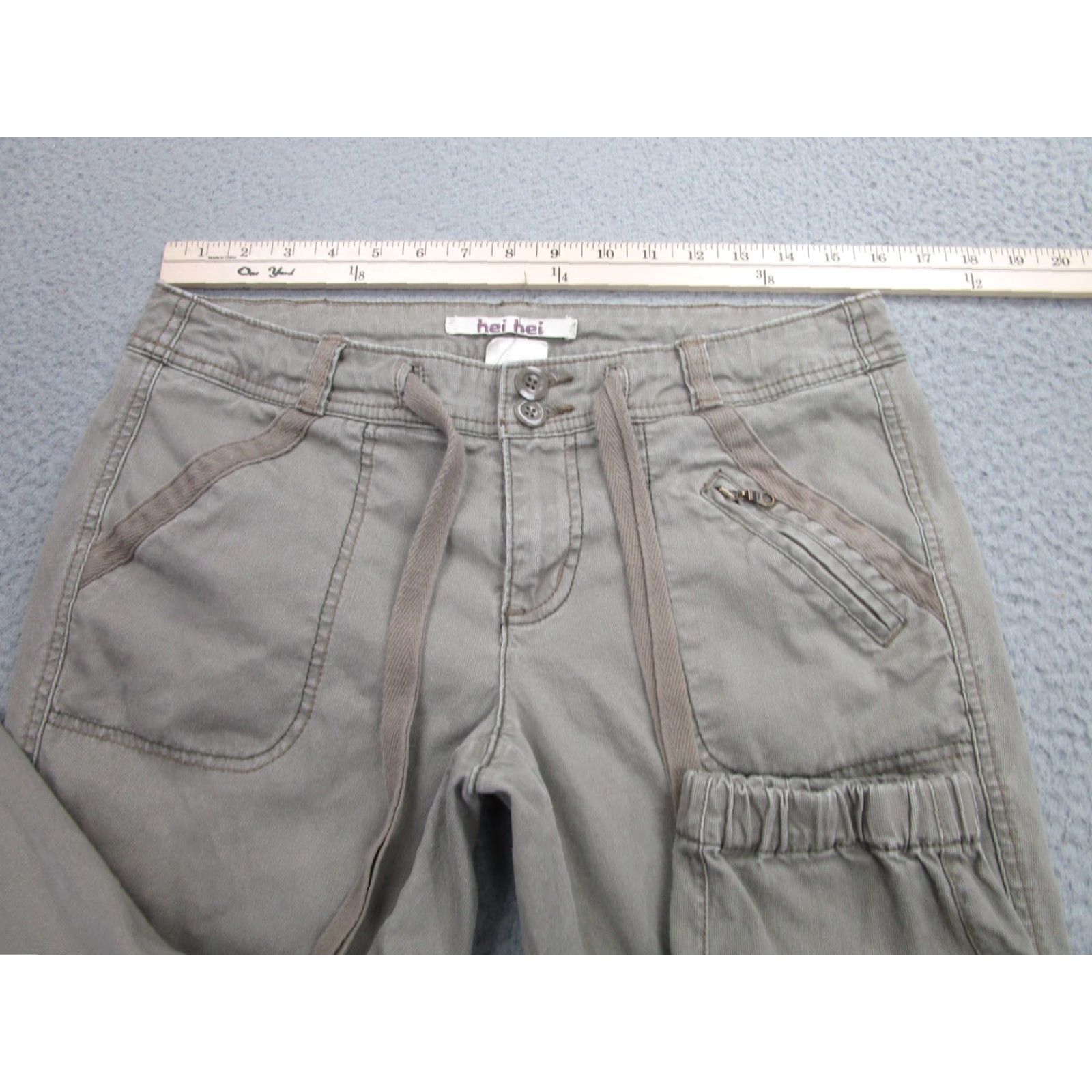 Olive VINTAGE Hei Hei Cargo Jogger Pants Womens 6 Olive Green Tapered Cuffed Casual Size 28" / US 6 / IT 42 - 3 Thumbnail