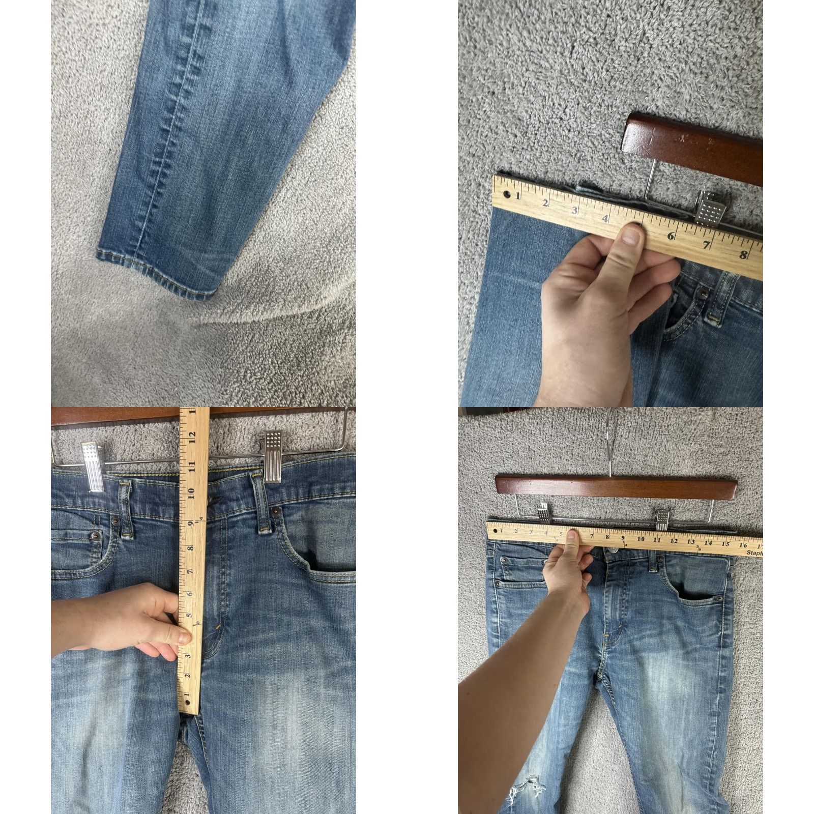 Levi's Levi's 502 Jeans Mens 33x30 Blue Tapered Leg Stretch Distressed Denim Medium Wash Size US 33 - 8 Thumbnail