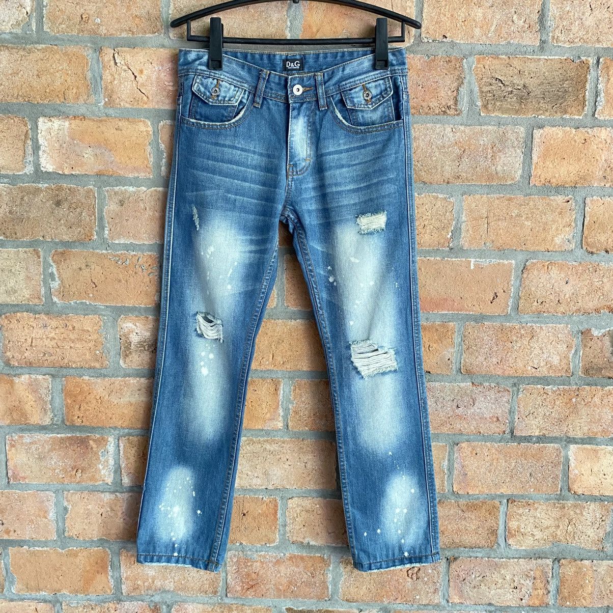 Dolce & Gabbana D&G DOLCE & GABBANAS Distressed Slim-Fit Blue Jeans Size 28" / US 6 / IT 42 - 1 Thumbnail