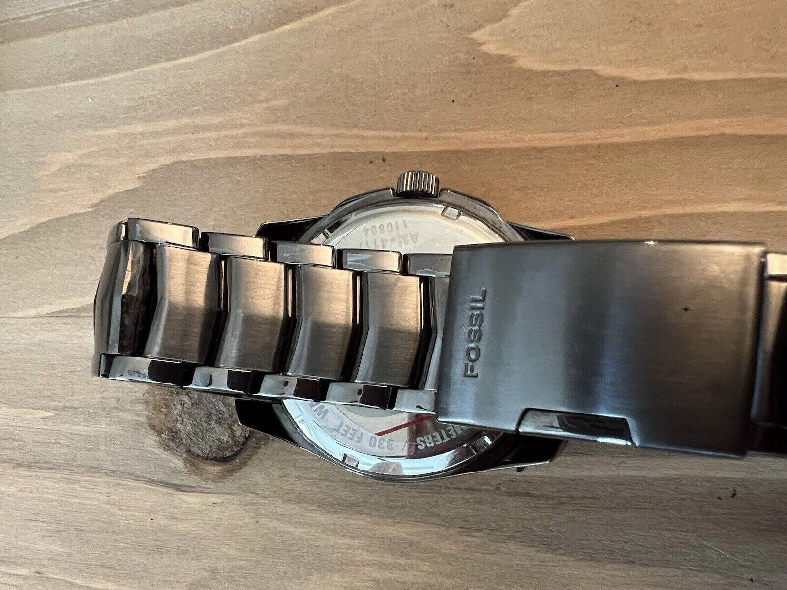 Fossil Fossil Blue Am-4117 Dark Gray Stainless Steel New Battery Size ONE SIZE - 8 Thumbnail