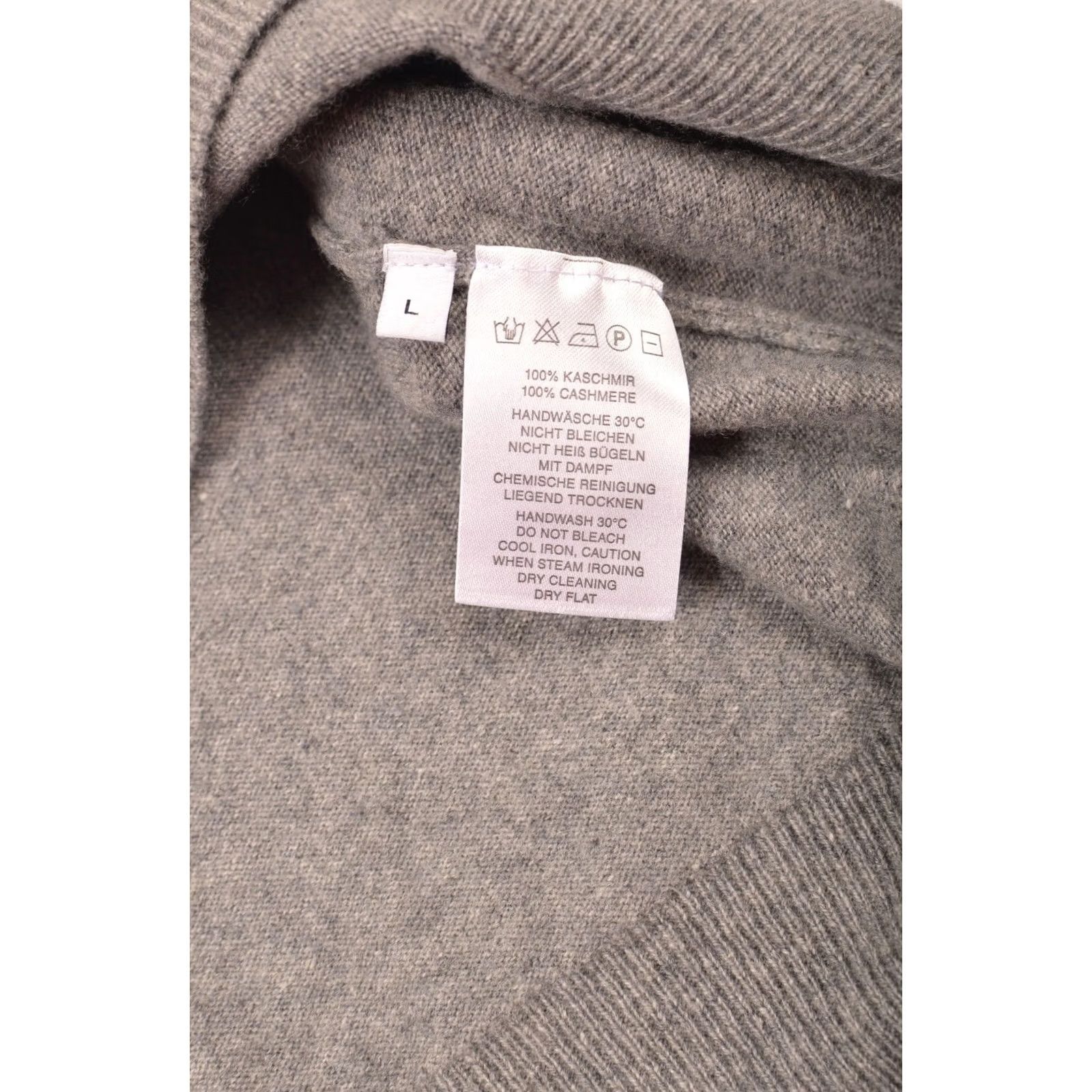 Simons Simon Gray Cashmere V-Neck Pullover Sweater, Size L, Gray, Men, 100% Cashmere, Designer Knit Shirt Size US L / EU 52-54 / 3 - 4 Thumbnail