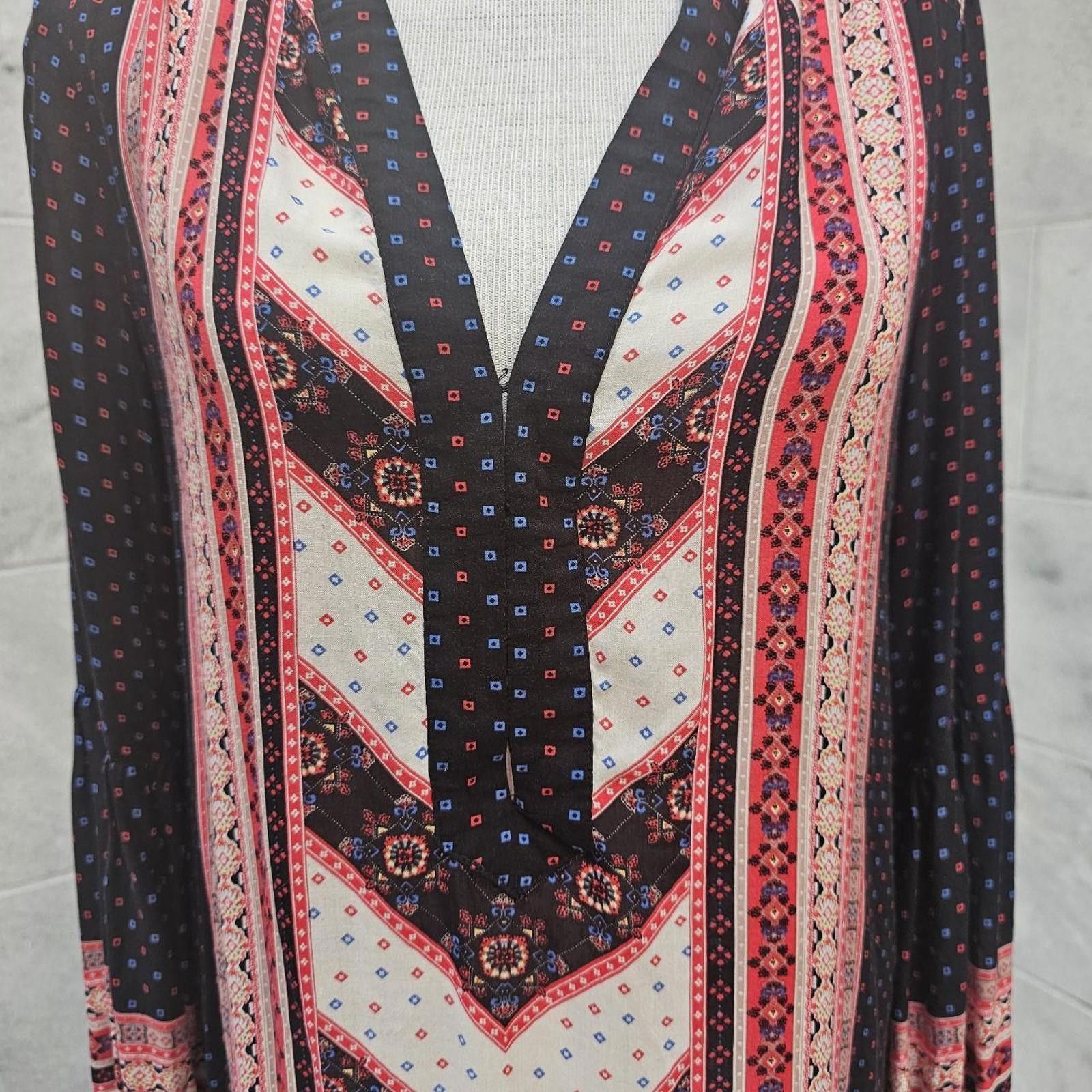 Other Women's Red and Navy Sheer Boho Style Shirt or Dress Size M / US 6-8 / IT 42-44 - 2 Thumbnail