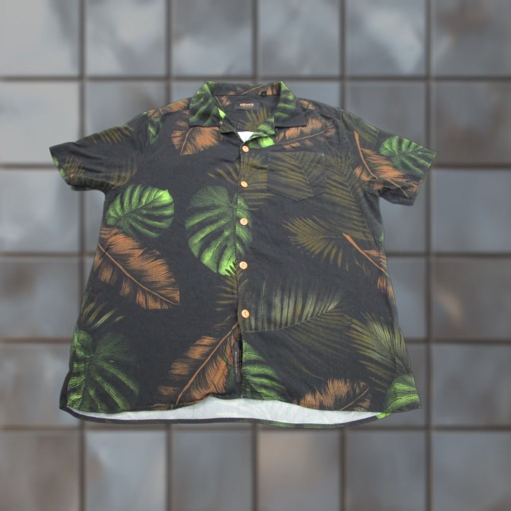 Deus Ex Machina Deus ex Machina Shirt Mens M Black Rayon Button Front Hawaiian Palm Leaf Floral Short Sleeve Casual Travel Size US M / EU 48-50 / 2 - 1 Thumbnail