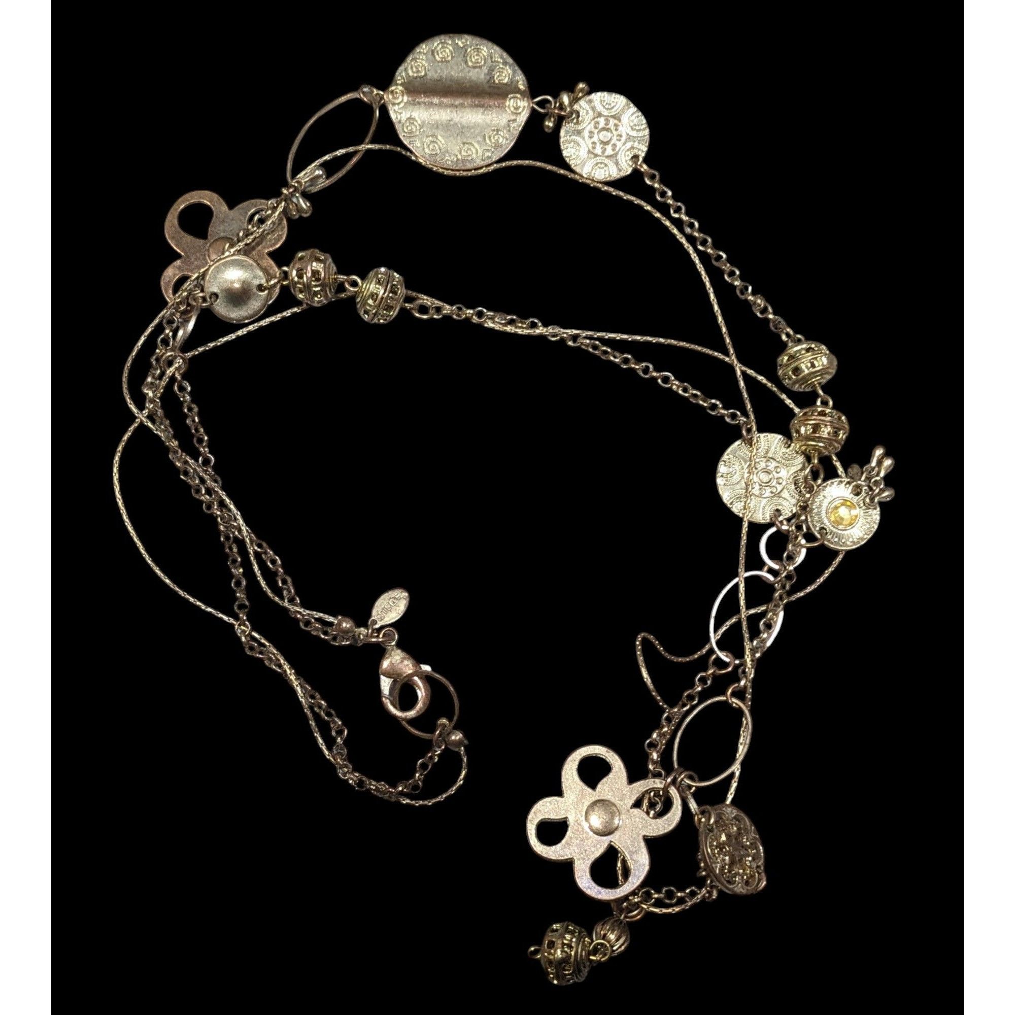 Chicos Chico's Abstract Floral Gold Tone Chain Charm Necklace Size ONE SIZE - 1 Thumbnail
