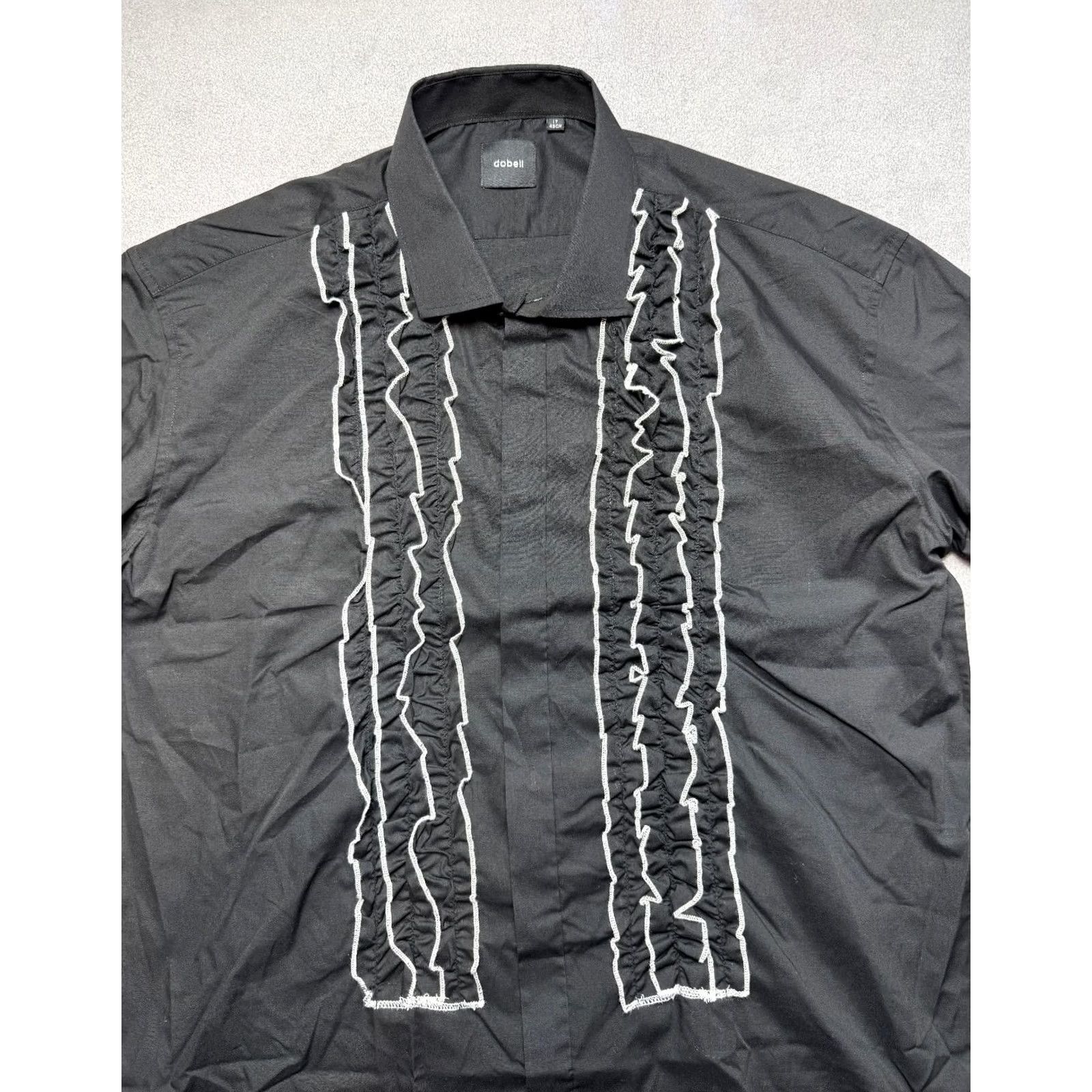 Vintage Dobell Button Up ruffled tuxedo shirt Long Sleeve Mens size 17 Black Size US XL / EU 56 / 4 - 5 Thumbnail