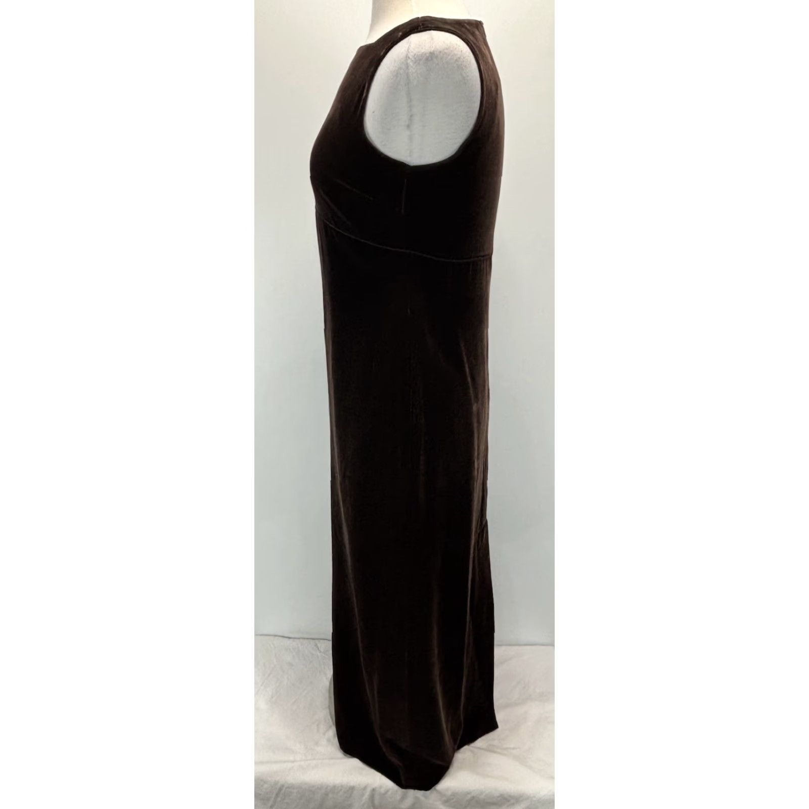 Loft VINTAGE LOFT Ann Taylor Velvet Maxi Dress 4 Brown Sleeveless Square Neck Whimsigoth Y2K Womens Size S / US 4 / IT 40 - 2 Thumbnail