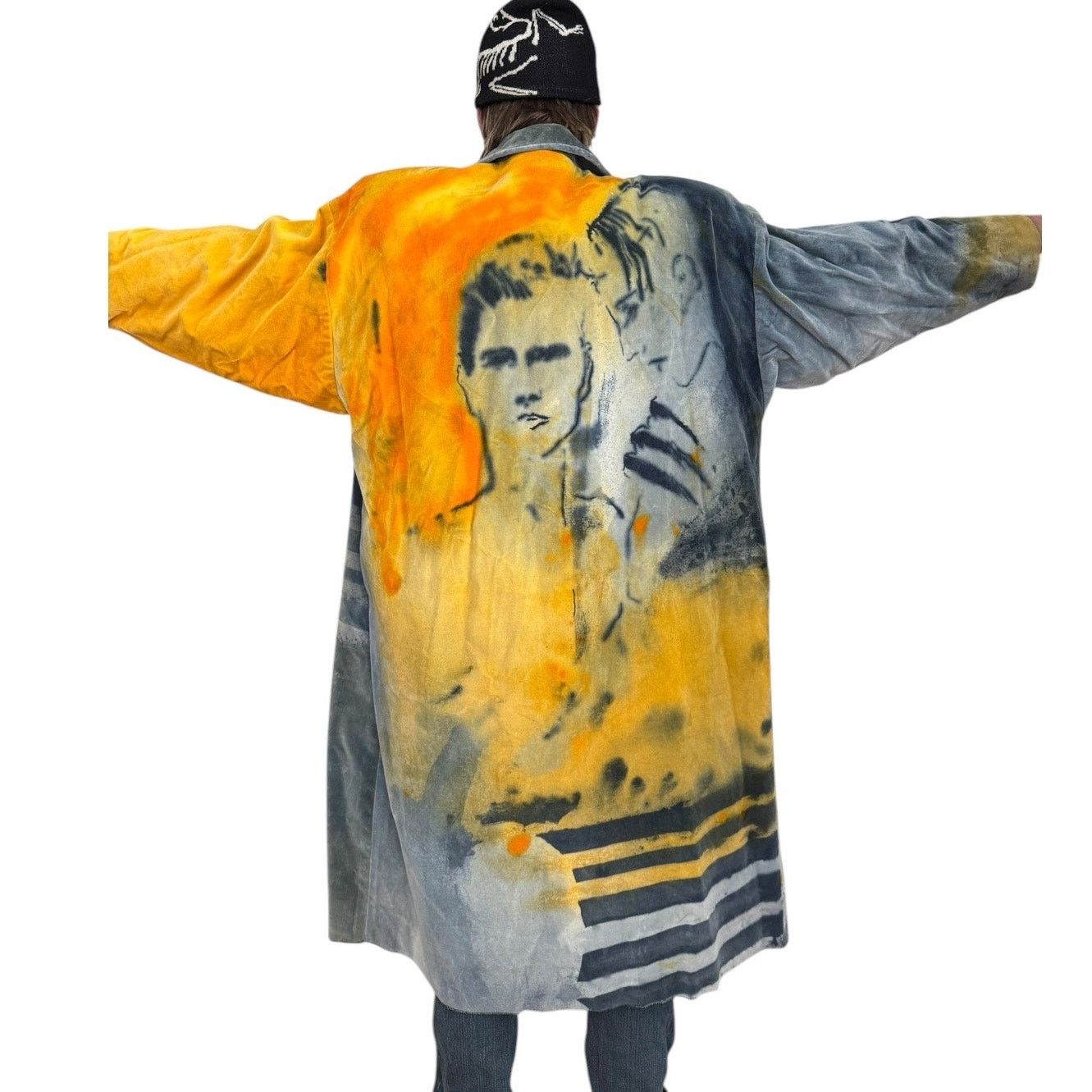 Vintage VTG I’m no walking canvas Carole Waller painted velvet coat Size US L / EU 52-54 / 3 - 1 Thumbnail