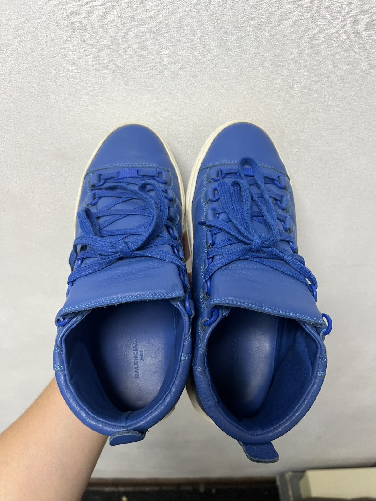 Balenciaga Balenciaga Arena Navy Blue Suede White Leather High Tops Size US 9 / EU 42 - 2 Thumbnail