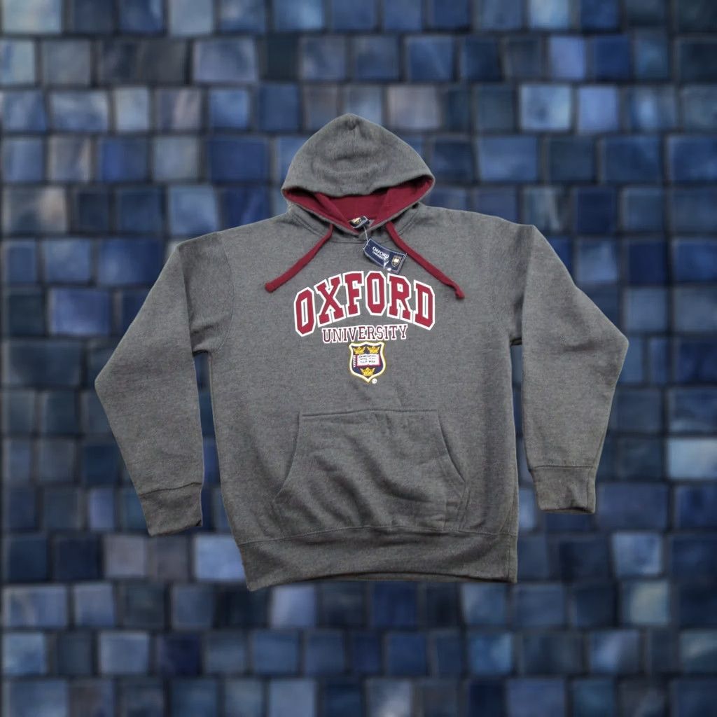 Vintage OXFORD Hoodie Pullover Oxford University Gray L Men Regular Hooded Pockets Embroidered Logo Navy Size US L / EU 52-54 / 3 - 1 Thumbnail