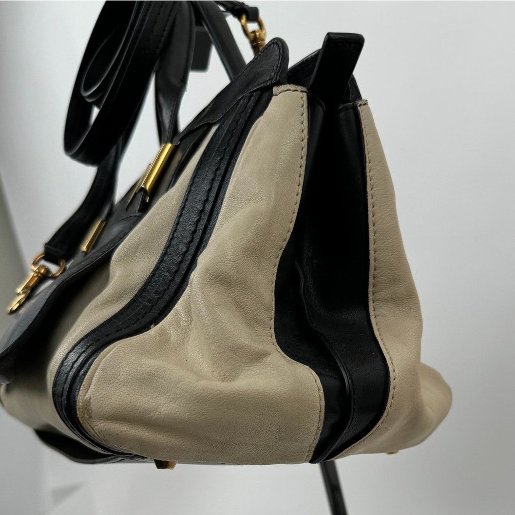 Chloe Chloe Black Cream Leather Colorblock Weekender Two Way Bag Size ONE SIZE - 5 Thumbnail