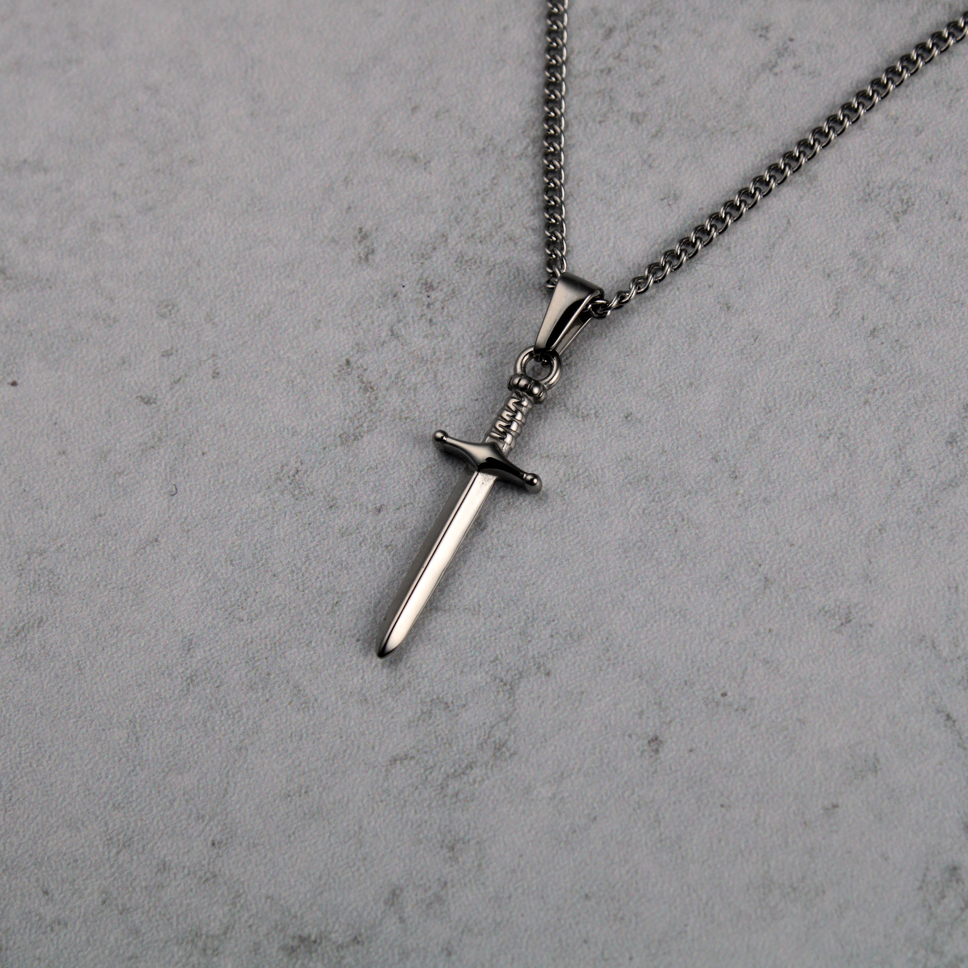 Jewelry Silver Dagger Pendant Chain Necklace Size ONE SIZE - 2 Thumbnail