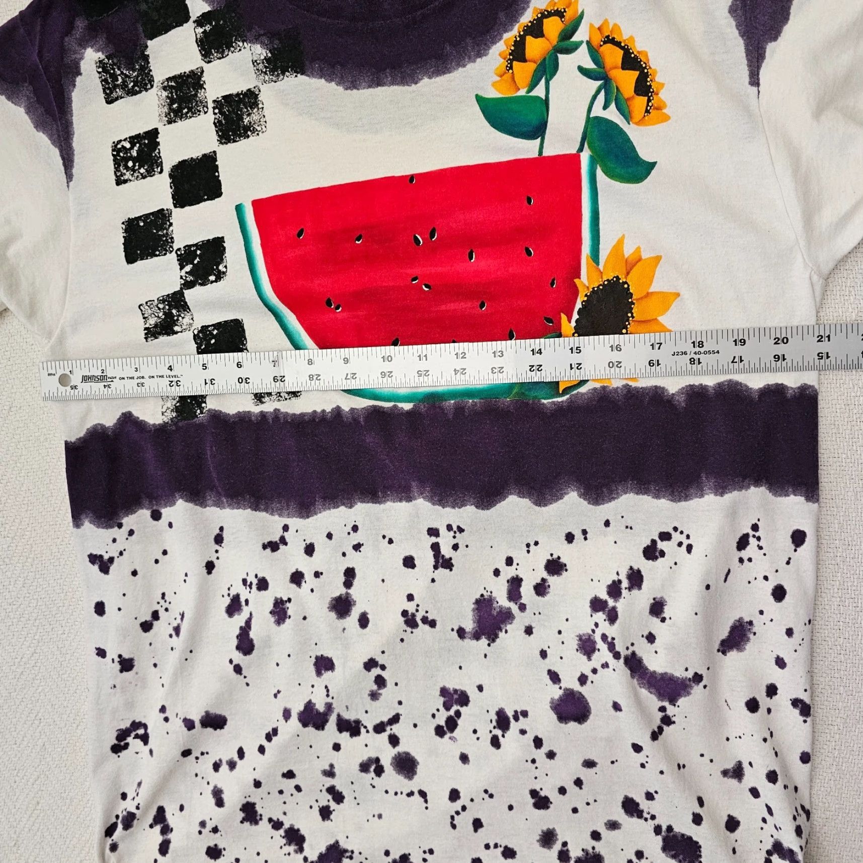 Jerzees VINTAGE Jerzees T-Shirt White & Purple Watermelon Graphic VTG Checkered Accent L Adult Unisex Shirts Short Sleeve Crew Neck 1990s Mens Womens Size US L / EU 52-54 / 3 - 4 Thumbnail