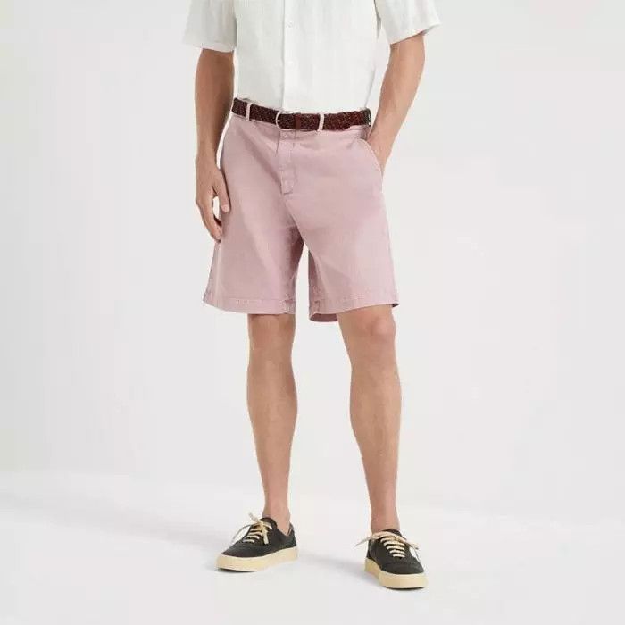 Brunello Cucinelli Dyed Denim Bermuda Shorts in Pink Size US 36 / EU 52 - 1 Thumbnail