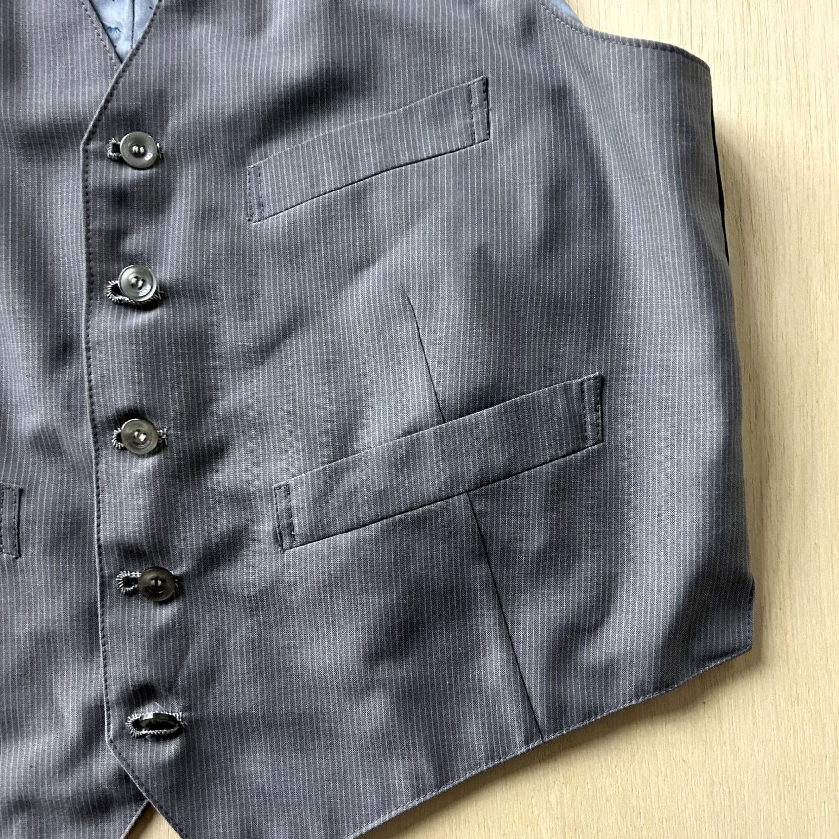 Vintage Suit Vest Mens Large Gray Striped Waistcoat Five-Button Formal Wedding Shirt Alternative: None Size US L / EU 52-54 / 3 - 2 Thumbnail