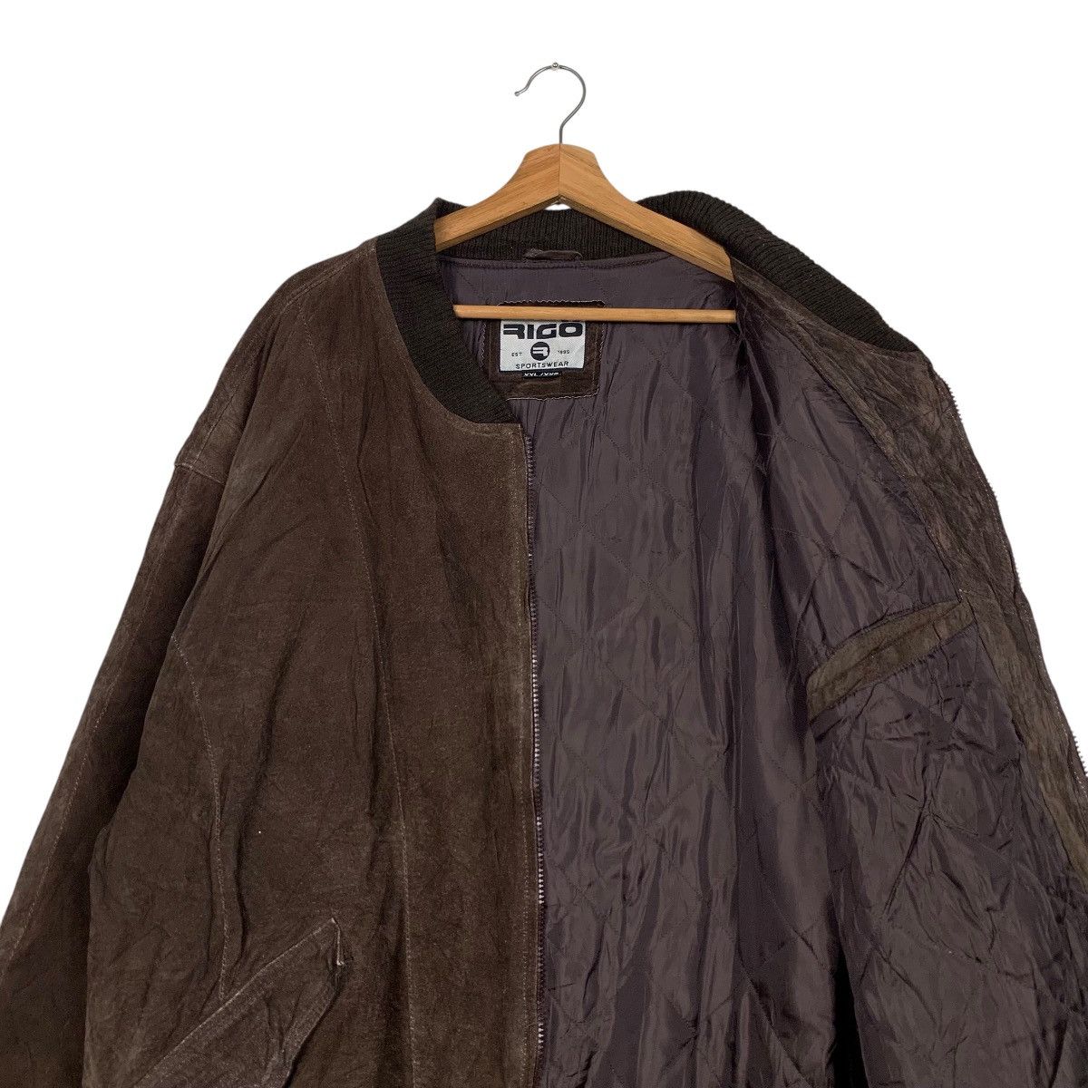 Vintage 90’s RIGO Sportswear Leather Bomber Jacket #2182-C96 Size US XXL / EU 58 / 5 - 10 Thumbnail