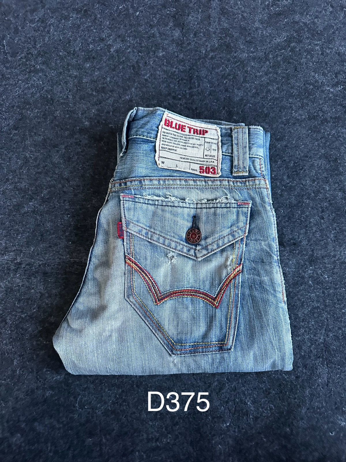 Edwin Vintage 90s Edwin 503 Blue Trip Blue Denim 28x31 D375 Size US 28 / EU 44 - 19 Thumbnail