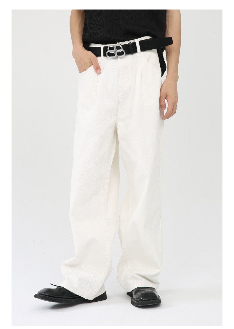 Japanese Brand × Jean Japanese retro solid color loose wide-leg straight jeans Size US 32 / EU 48 - 1 Thumbnail