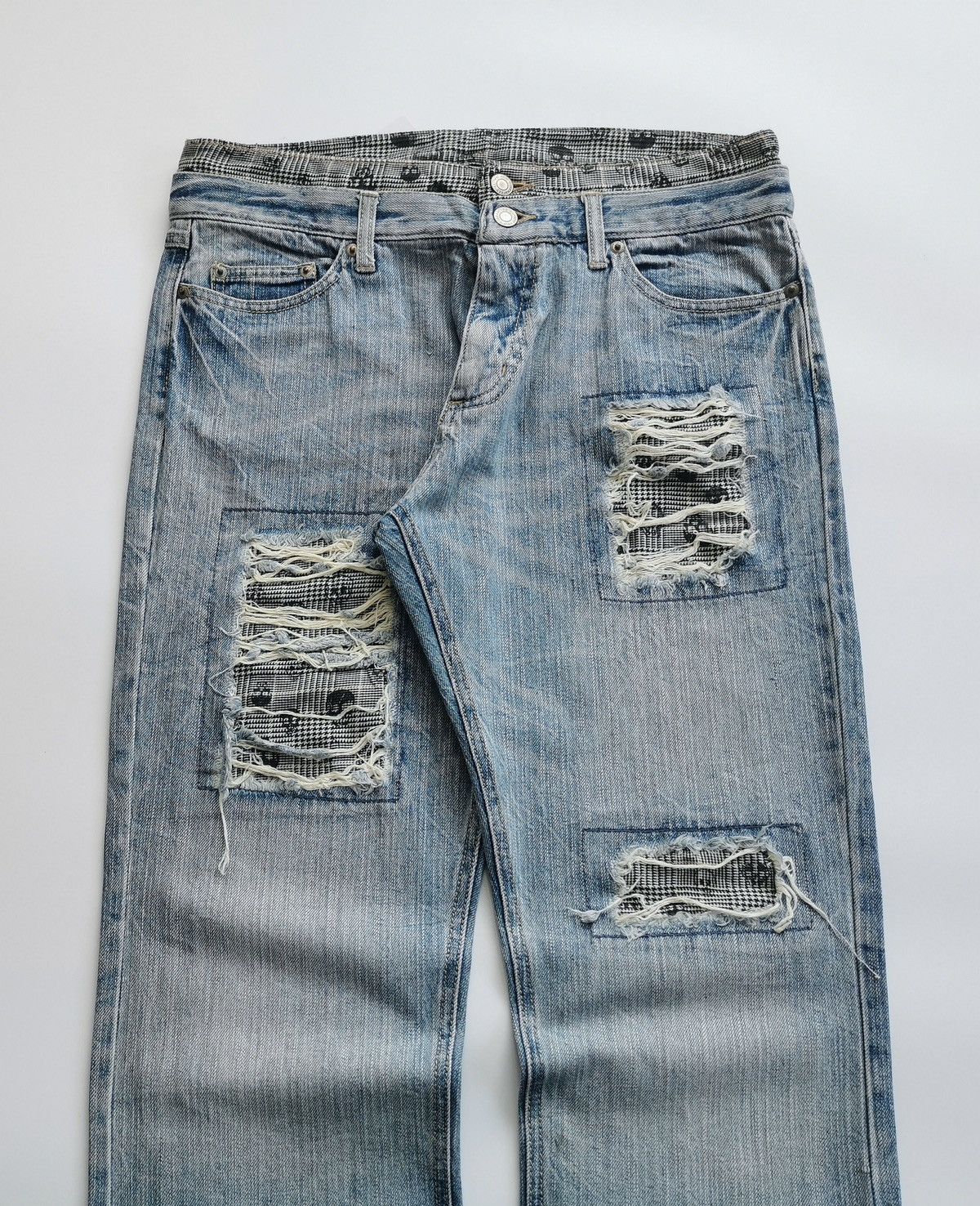 Other Unbrand Skull Patches Double Waist Denim Jeans Size US 32 / EU 48 - 4 Thumbnail