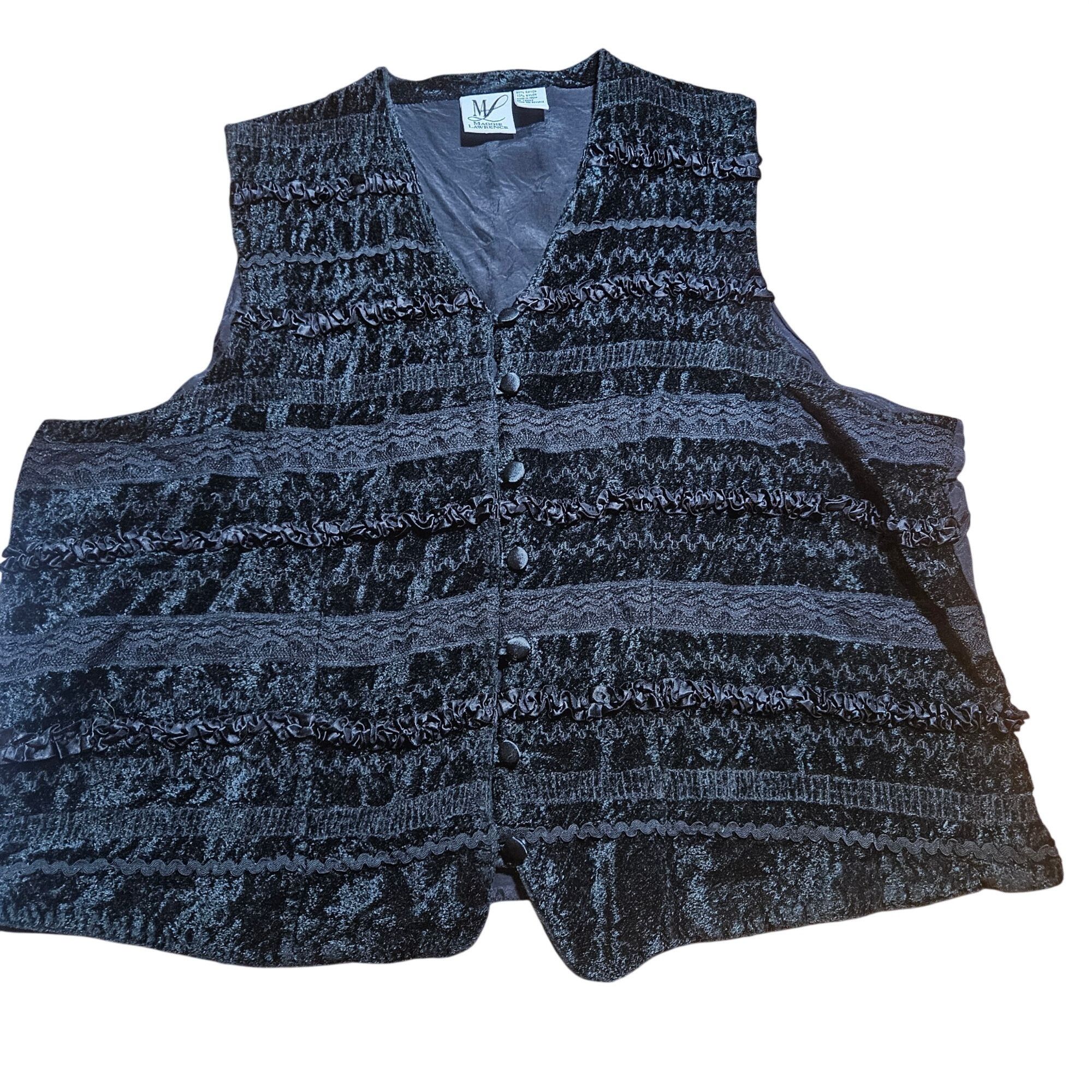 Other VTG Maggie Lawrence Black Vest 26/28 Velvet lace Ruffle Witc Size 3XL / US 20-22 - 5 Thumbnail