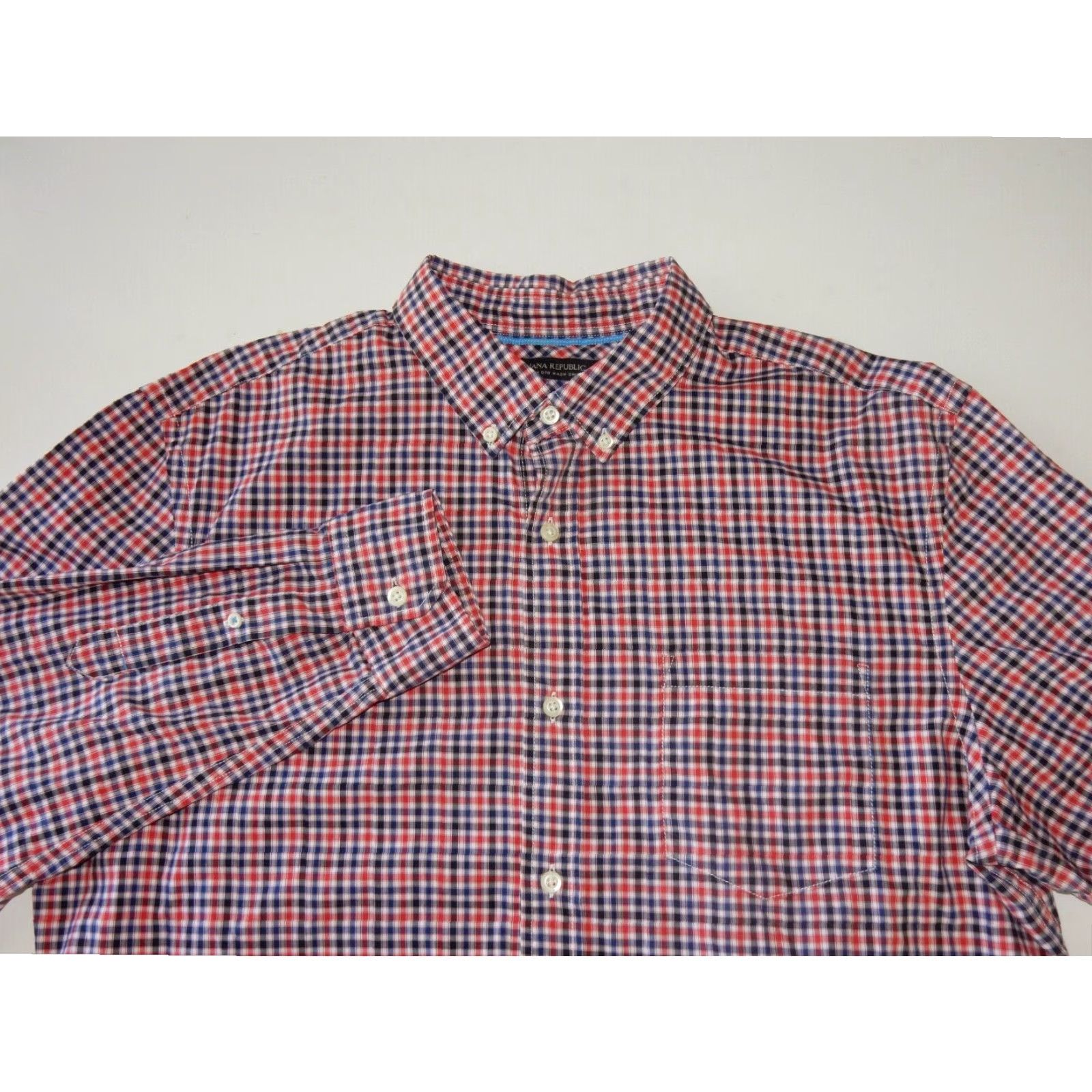 Banana Republic Banana Republic Men's Plaid Long Sleeve Button-Up Shirt Blue XL Cotton Size US XL / EU 56 / 4 - 2 Thumbnail