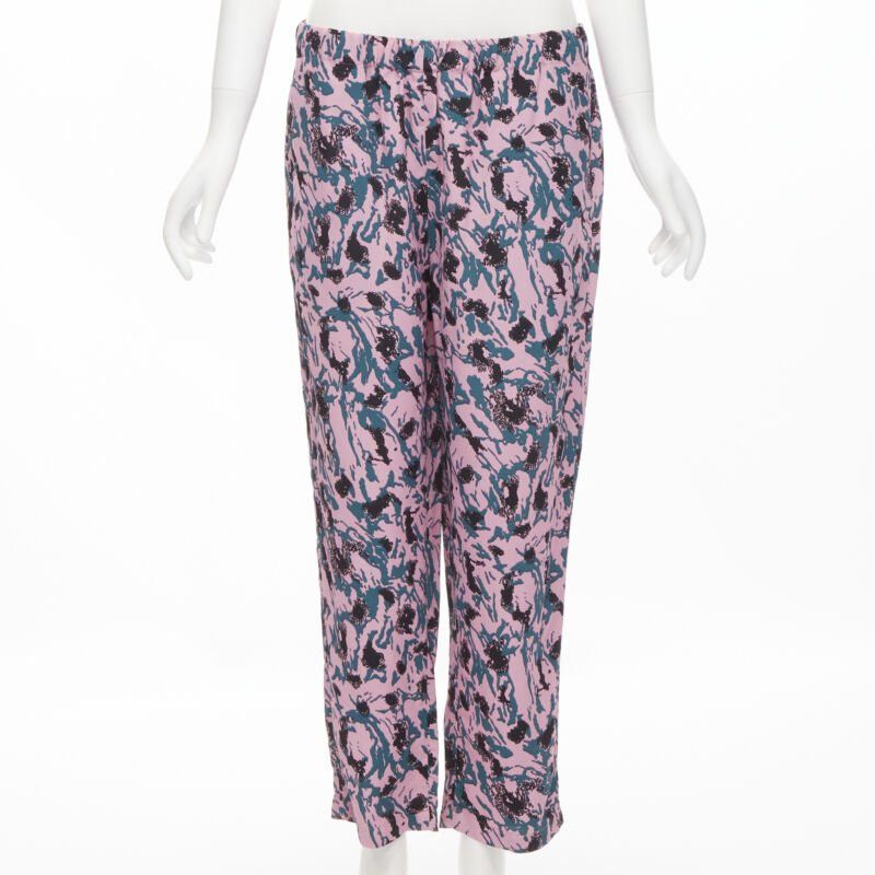Marni MARNI 100% viscose pink blue abstract print straight leg pants IT42 S Size 28" / US 6 / IT 42 - 1 Thumbnail