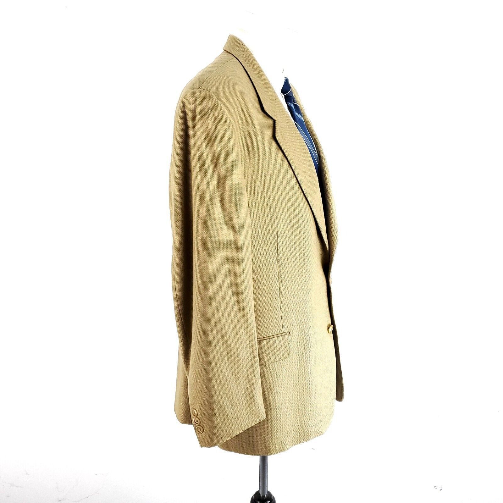 Jack Victor Jack Victor Wool Silk 2 Button Sport Coat Blazer 42R Tan Bas Size 42R - 6 Thumbnail