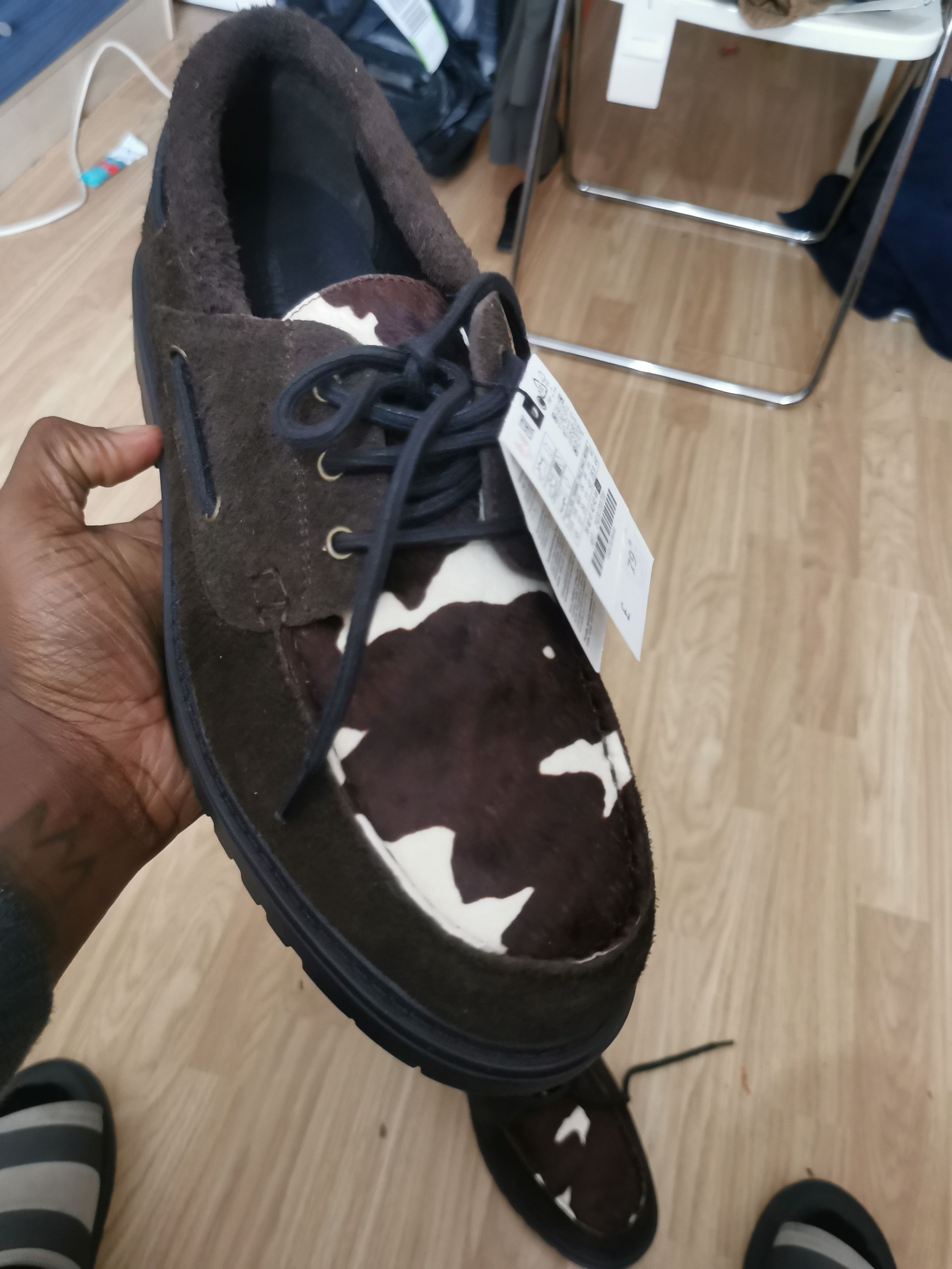 Zara Animal print leather deck shoes size UK 11
