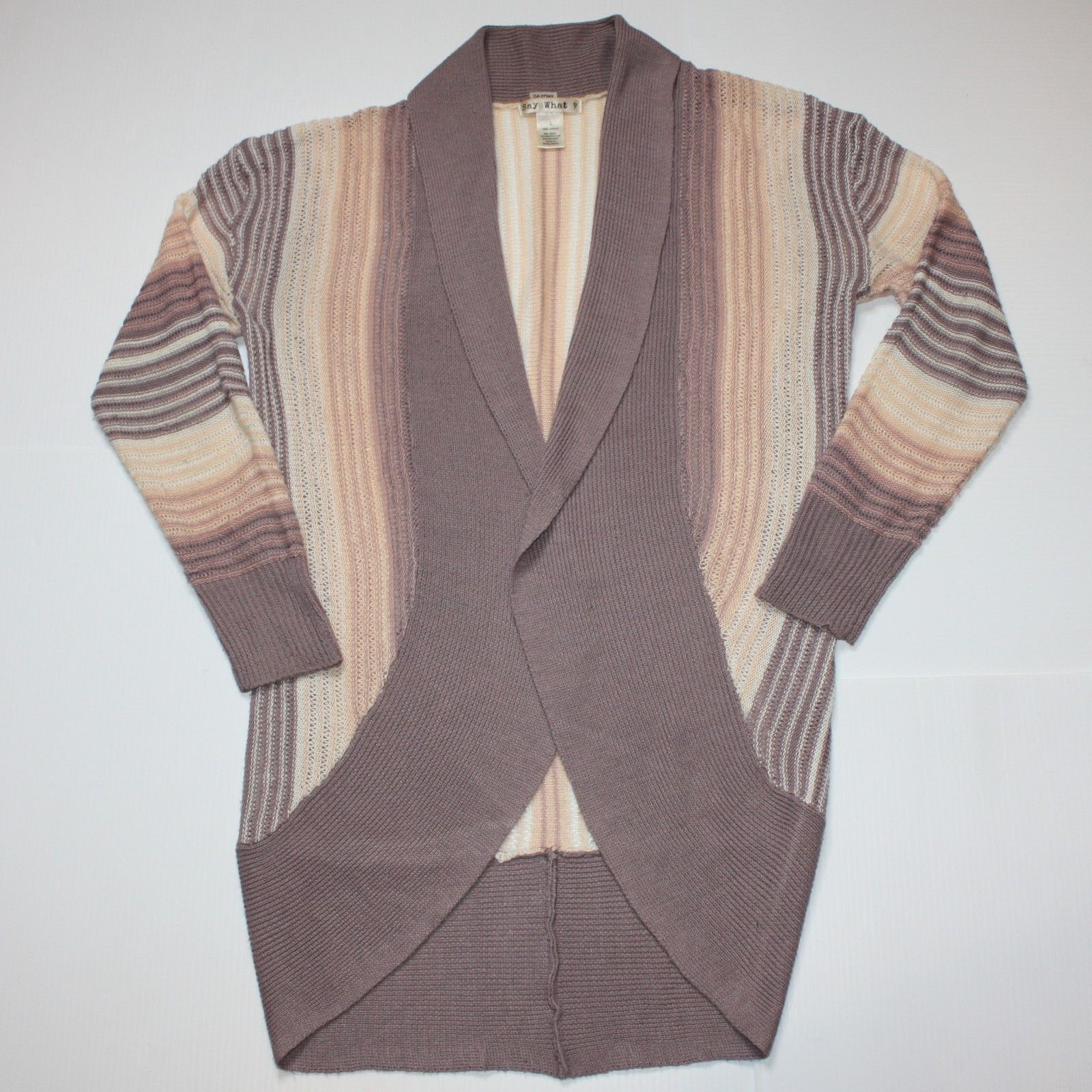 Other Say What Open Knit Cardigan Sweater in Multicolor Stripes Size L / US 10 / IT 46 - 2 Thumbnail