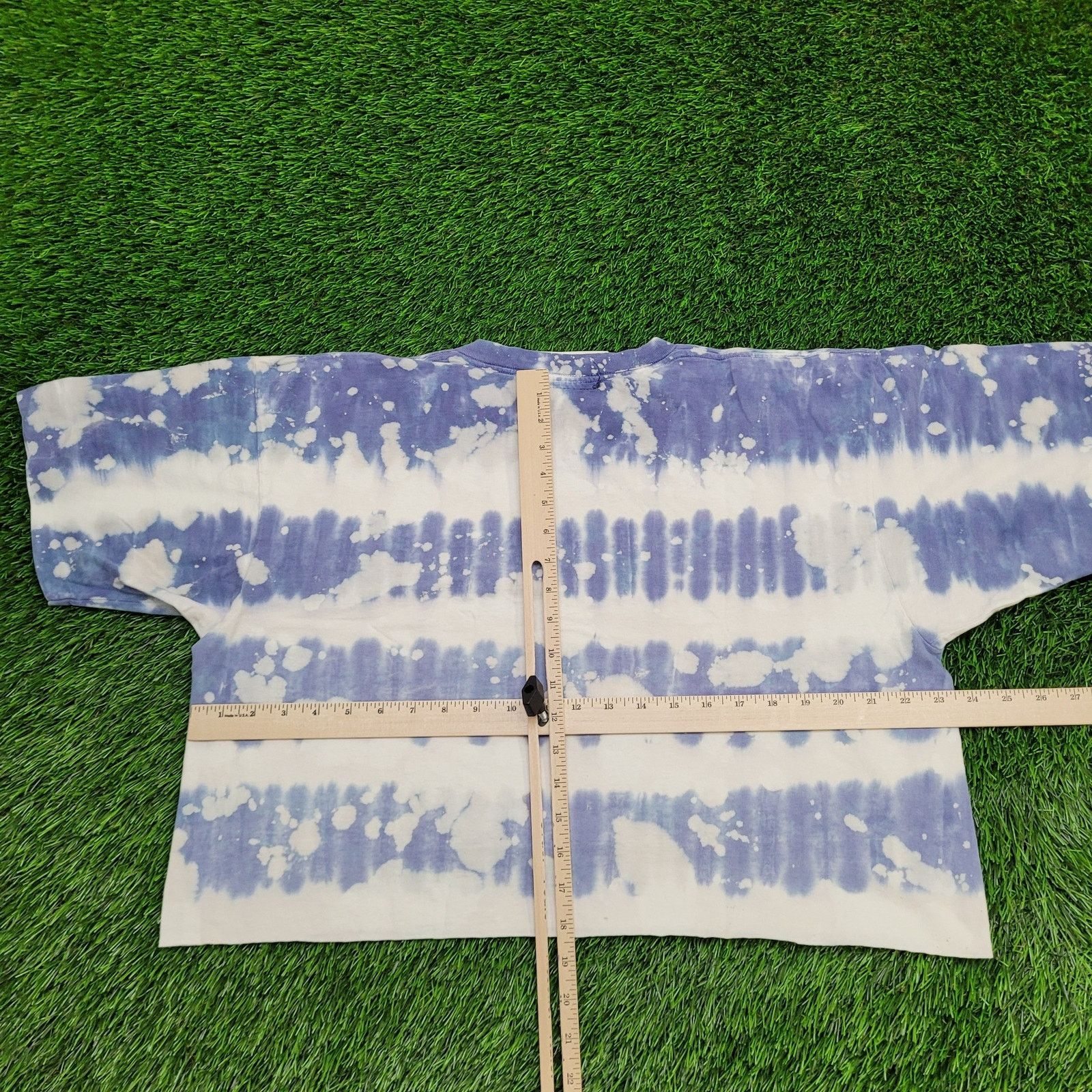 Vintage VTG 80s Oversized Crop Top T-Shirt Women M Bleached Blue Size M / US 6-8 / IT 42-44 - 3 Thumbnail