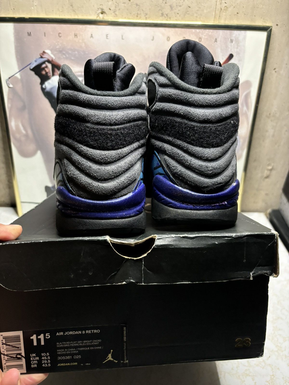 Jordan Brand Air Jordan 8 Retro 2015 Aqua 2015 Size US 11.5 / EU 44-45 - 7 Thumbnail