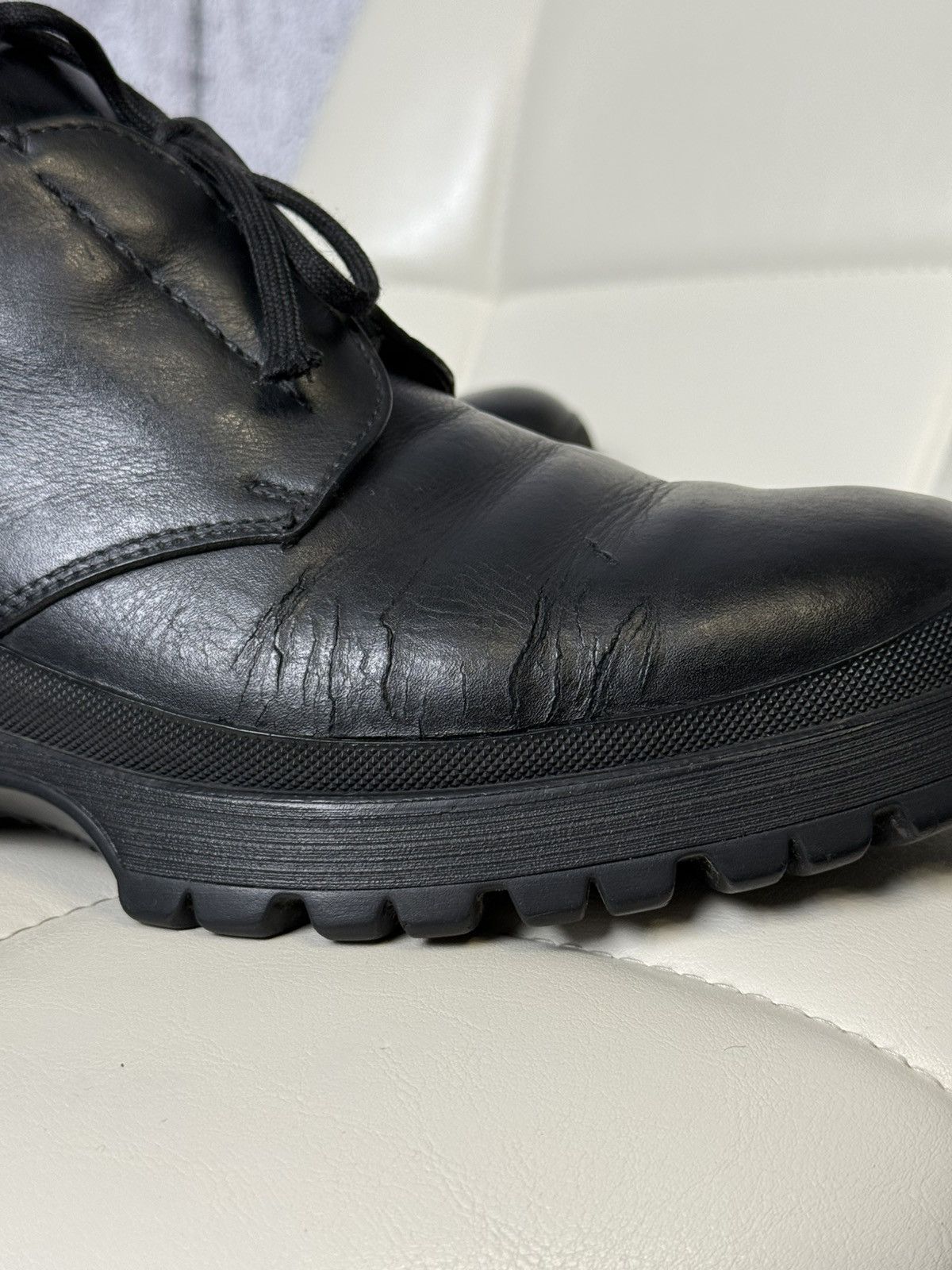 Prada Prada Black Leather Boots Men’s Lug Sole Shoes Made in Italy Size US 9 / EU 42 - 9 Thumbnail