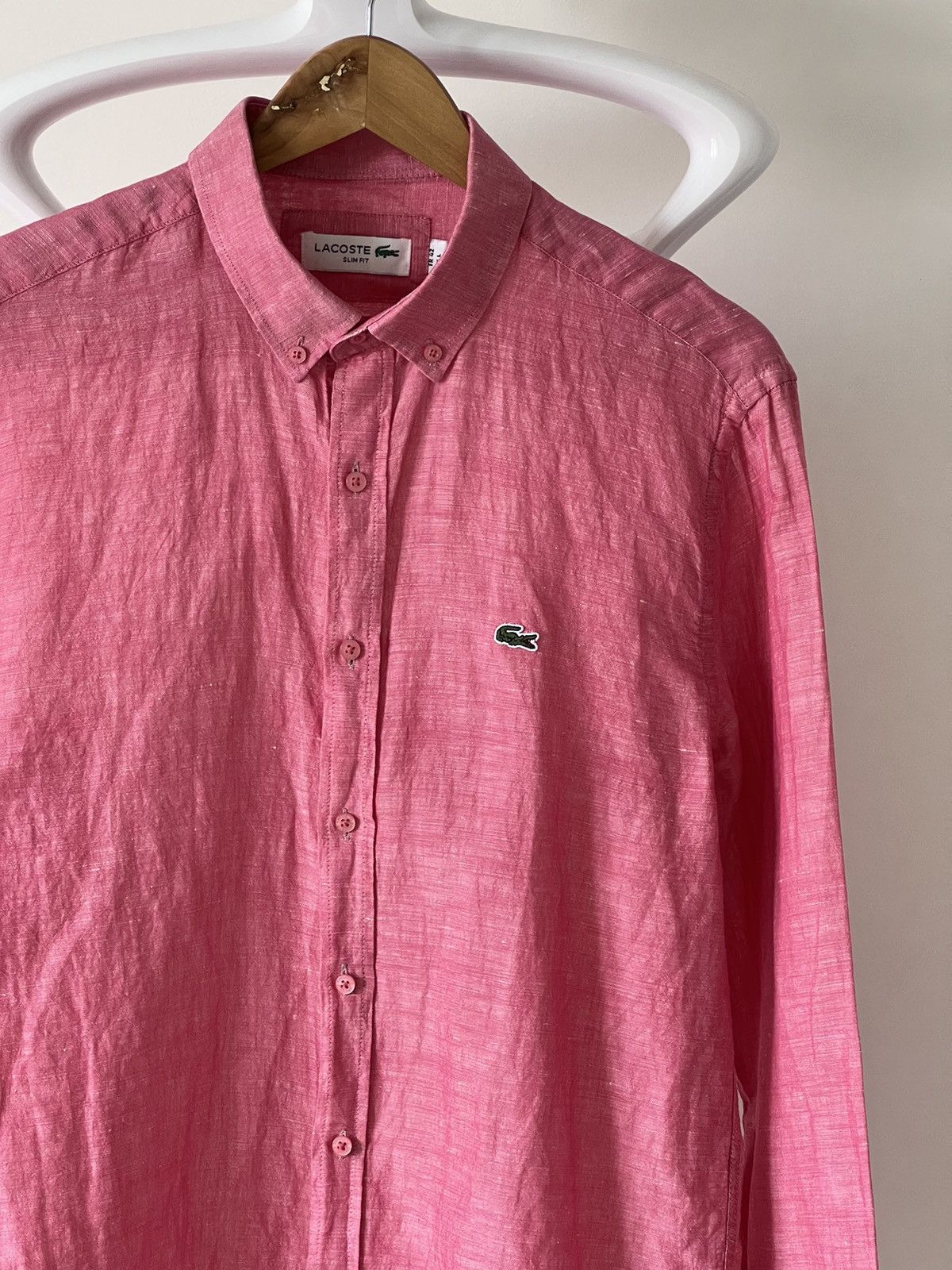 Lacoste Linen Button Down Casual Shirt Size US L / EU 52-54 / 3 - 3 Thumbnail