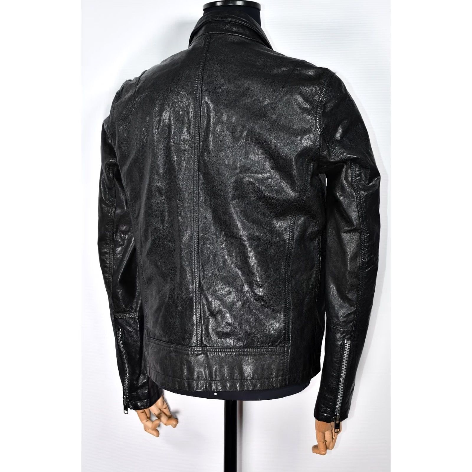 Allsaints AllSaints Habanero Leather Jacket Mens L Black Leather Zip Jacket 2010s Vintage? Size US L / EU 52-54 / 3 - 3 Thumbnail