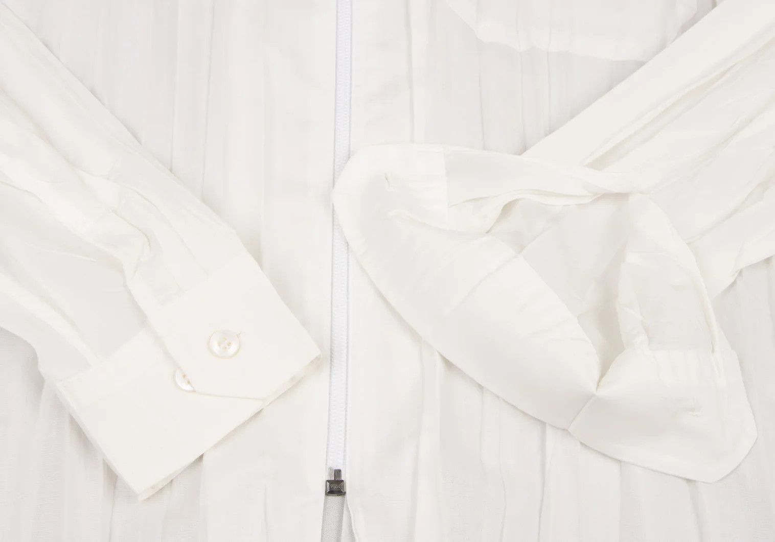 Issey Miyake Pleats Zip Shirt in White XL Size US XL / EU 56 / 4 - 7 Thumbnail