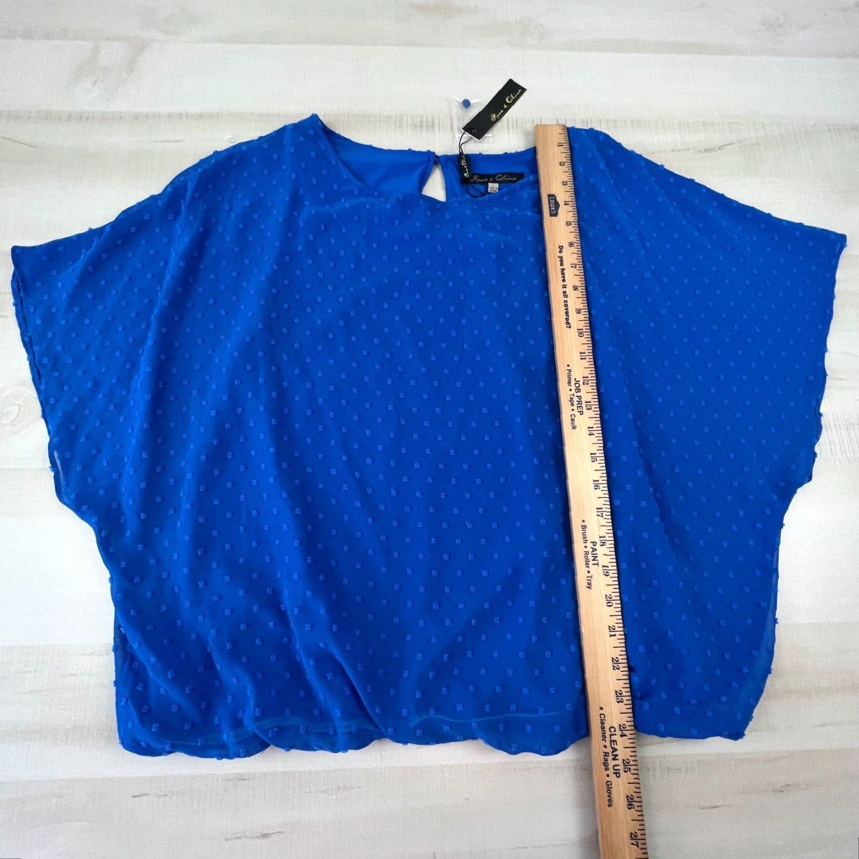 Vintage Rose & Olive Womens Blue Short Sleeve Blouse Large Flowy Loose Shirt Size L / US 10 / IT 46 - 6 Thumbnail