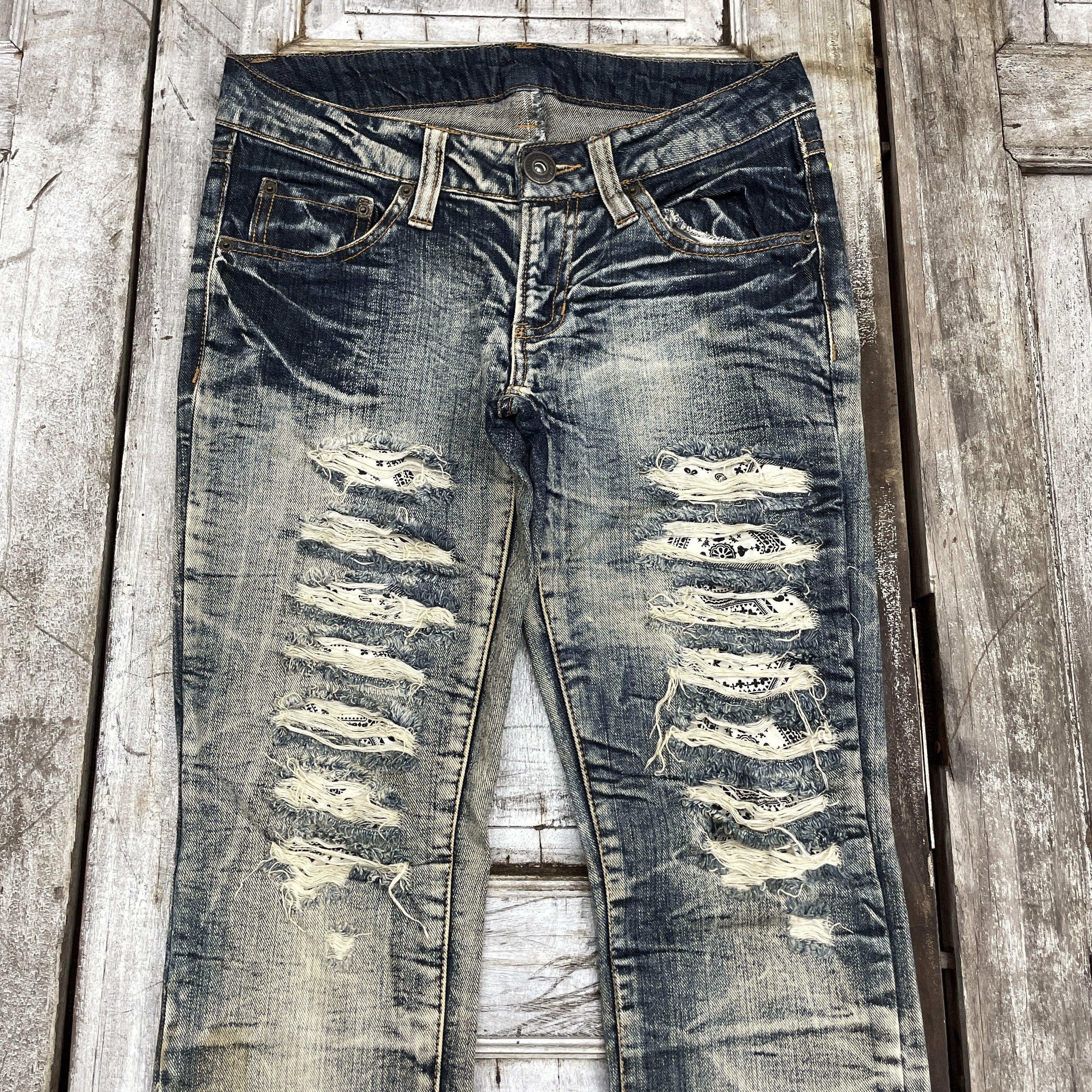 Japanese Brand × Vintage Vintage Japanese Brand Rare Design Distressed Jeans Size US 30 / EU 46 - 3 Thumbnail