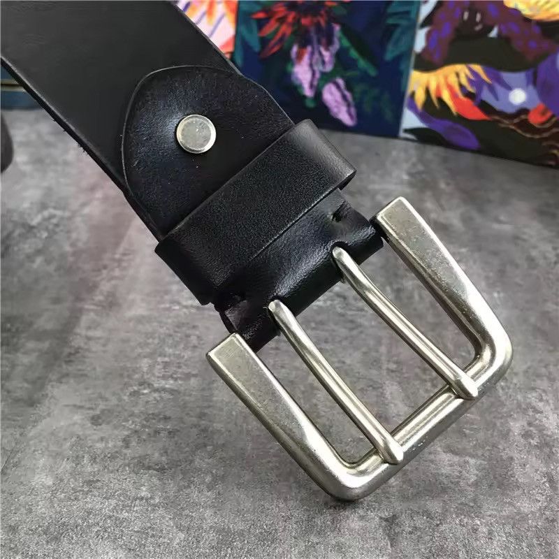 Genuine Leather Super Wide 4.2 CM Thick Genuine Leather Double Buckle Belt Size ONE SIZE - 9 Thumbnail