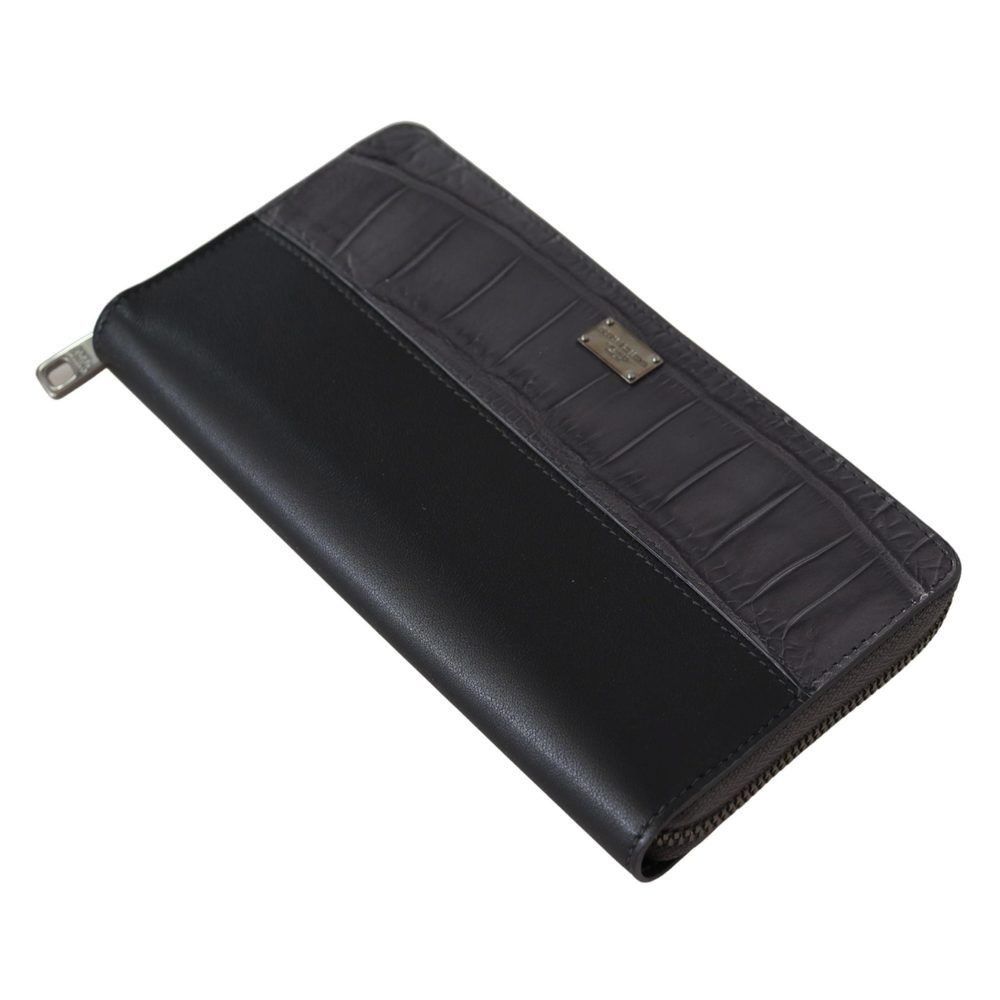Dolce & Gabbana Dolce & Gabbana Black Zip Around Continental Clutch Leather Size ONE SIZE - 5 Thumbnail