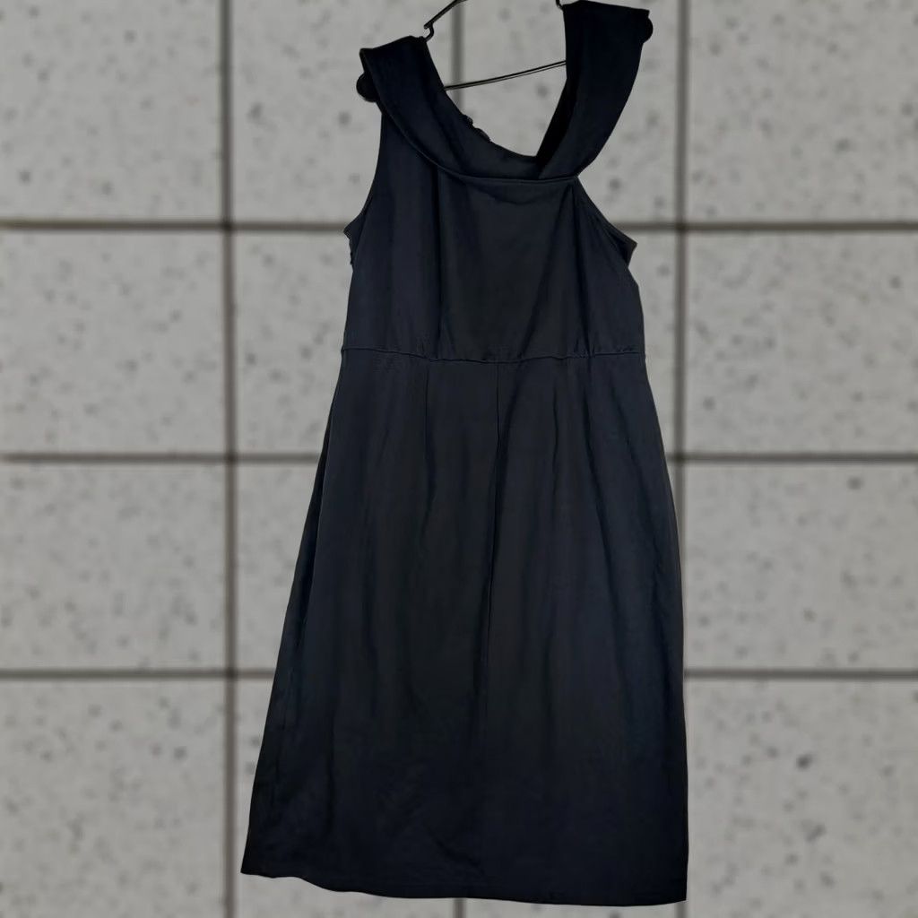Vintage Grace Karin Women's 2XL Black Sleeveless Cowl Neck Ruffle Midi Dress NWT Size XXL / US 16-18 / IT 52-54 - 1 Thumbnail