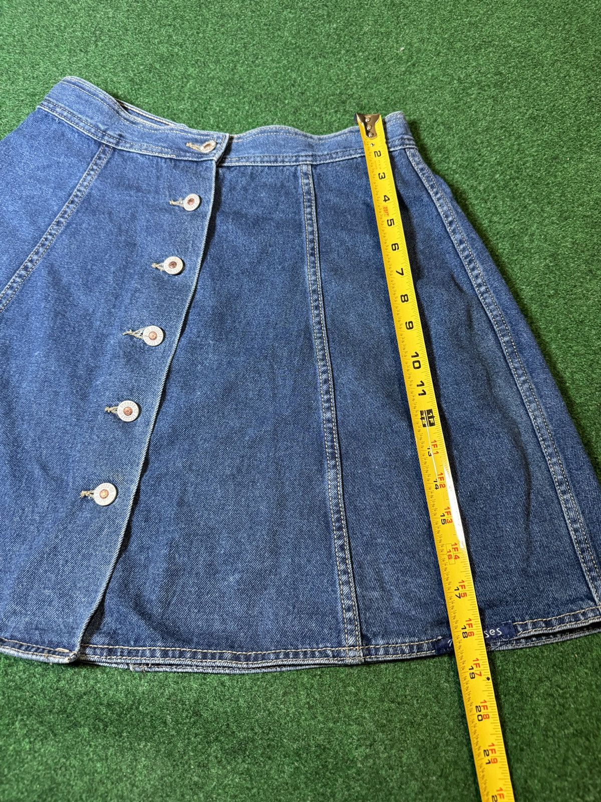 Vintage Vintage 90s No Excuses Femme Fatale 11/12 Denim Mini Skirt Size 34" / US 12 / IT 48 - 8 Thumbnail