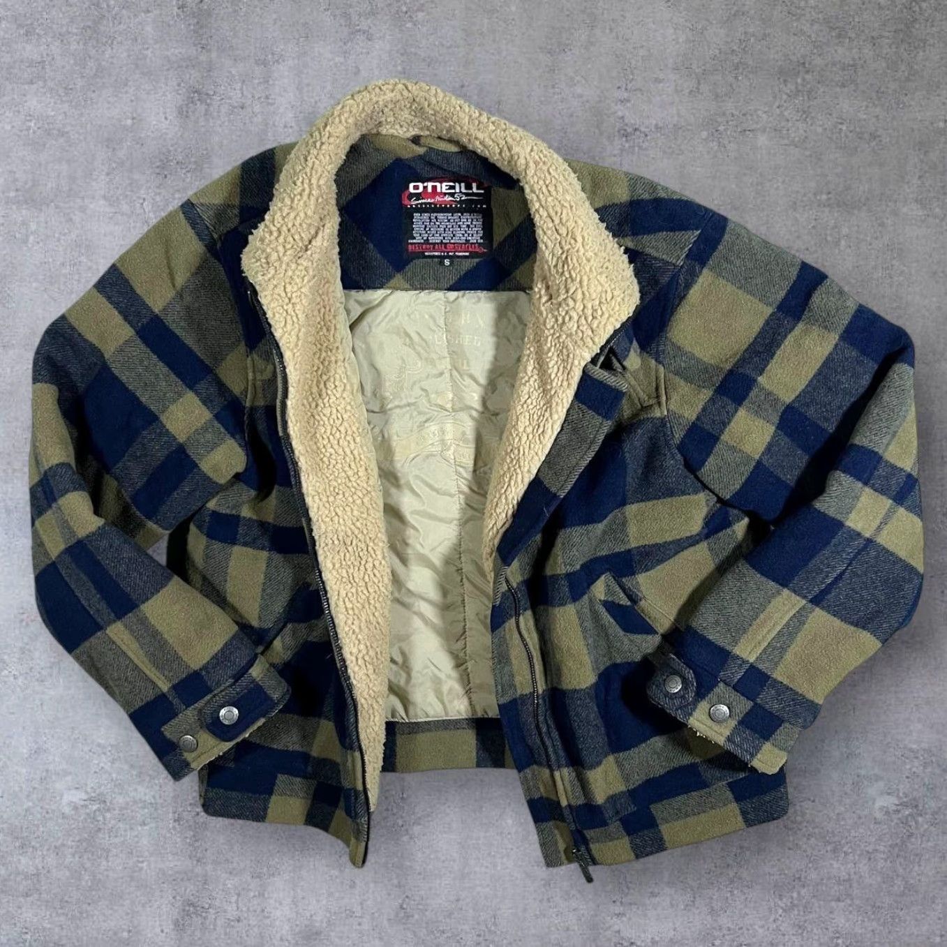 O'Neill O'Neill Bomber Jacket Wool Blend Plaid Check Padded Lightly JACKET Men S Khaki/Navy 70% Wool 30% Viscose Casual 00's Vintage Bagger? Size US S / EU 44-46 / 1 - 3 Thumbnail