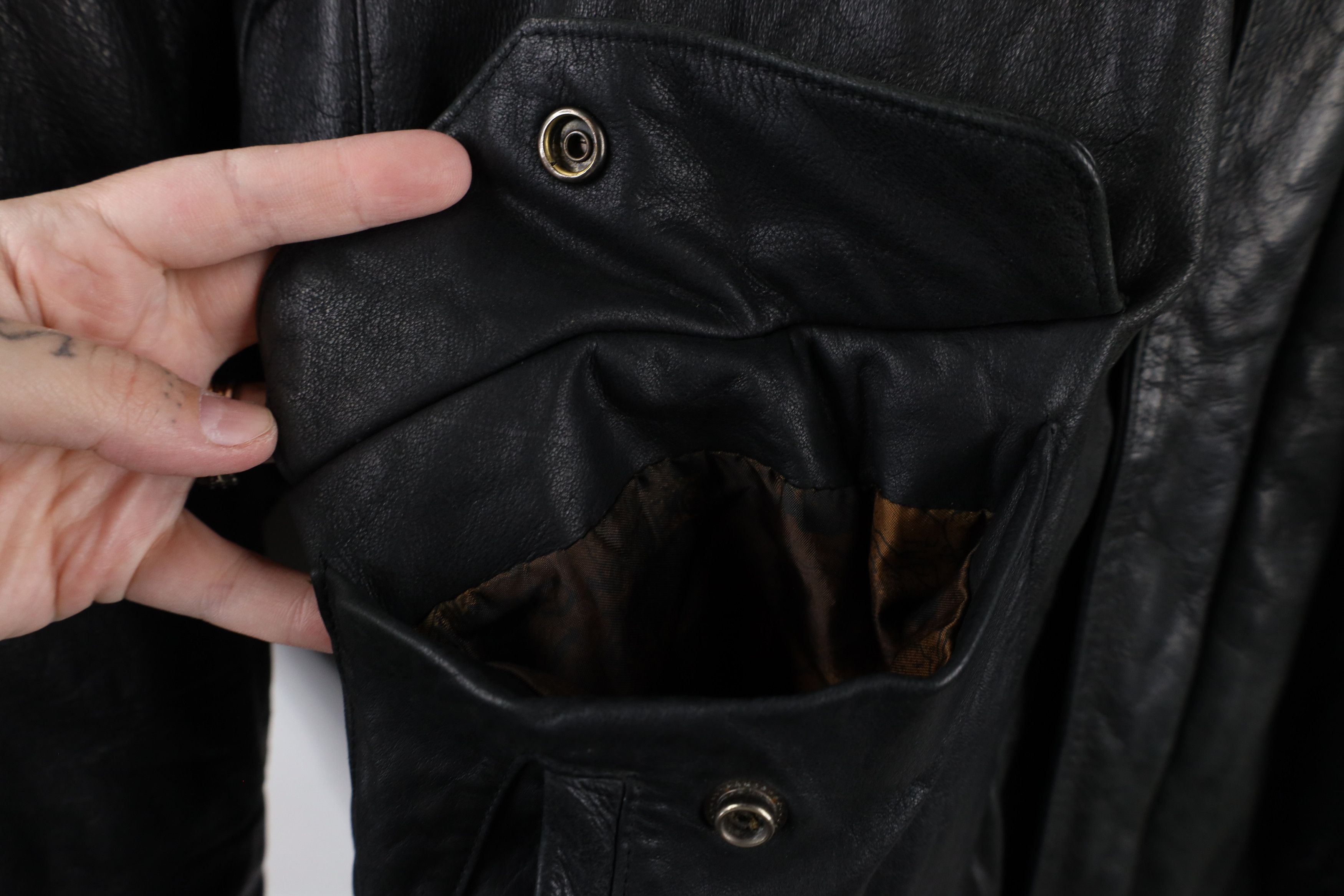 Vintage Vintage 90s Streetwear Leather Flight Bomber Jacket Black Size US L / EU 52-54 / 3 - 9 Thumbnail