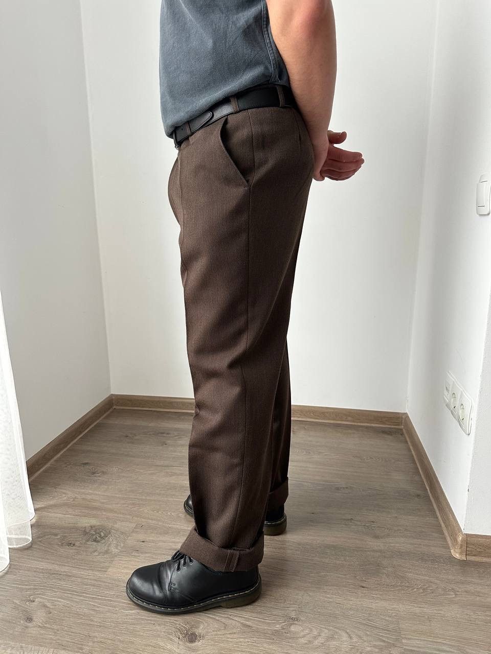 Japanese Brand × Vintage Vintage Antique Japanese Brown Wool Straight Pipes Pants Size 38R - 14 Thumbnail