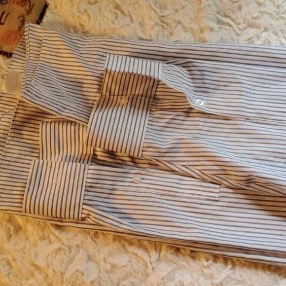 Calvin Klein Calvin Klein Blue Striped Button Down LS Dress Sz. XL (17) S Size US XL / EU 56 / 4 - 4 Thumbnail