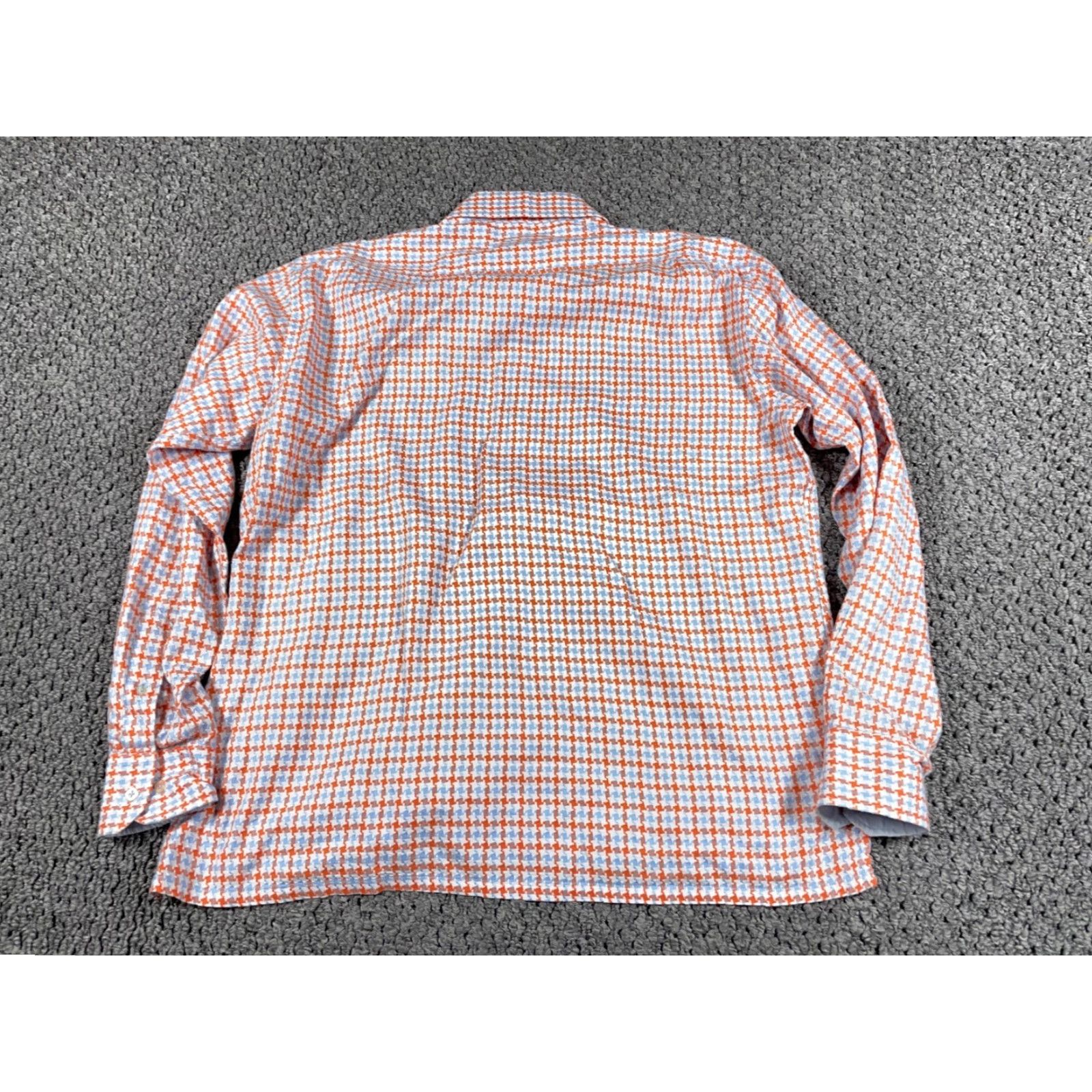 Luchiano Visconti VINTAGE Visconti Flip-Cuff Shirt Men XL Orange Blue Houndstooth Paisley Trim Button-Down Cotton Shirt Size US XL / EU 56 / 4 - 2 Thumbnail