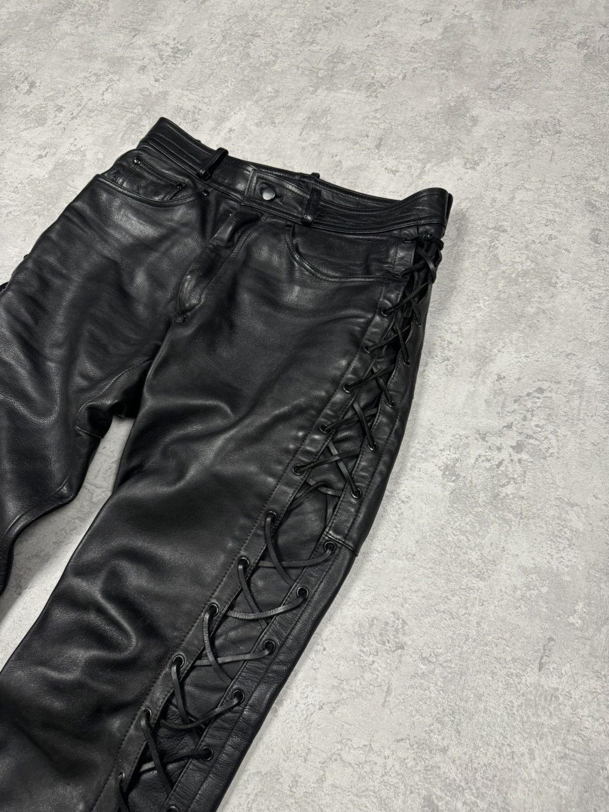 Genuine Leather Vintage Genuine Leather Motorcycle Biker Pants Stripes Siz52 Size US 35 - 6 Thumbnail