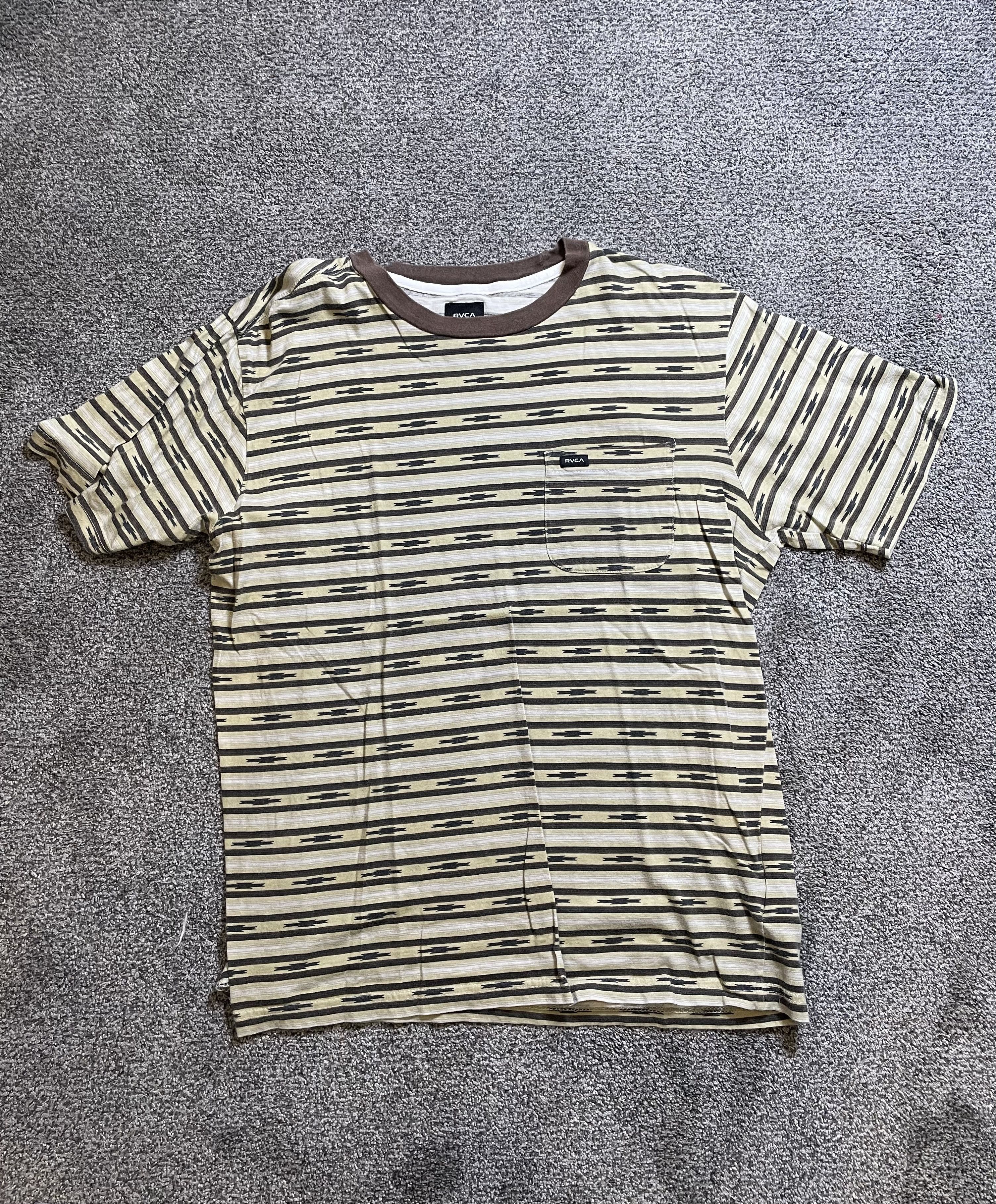 RVCA RVCA Beige Brown Striped Tee Size US S / EU 44-46 / 1 - 1 Thumbnail