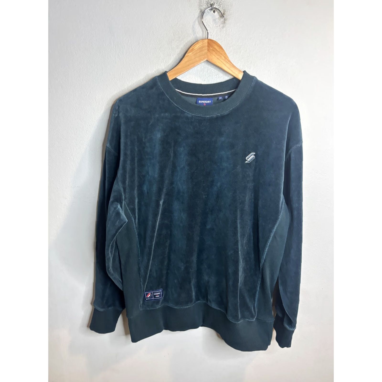 Superdry VINTAGE Superdry Sweatshirt Mens XS Green Velvet Crewneck Pullover Logo Soft Warm Size US XS / EU 42 / 0 - 2 Thumbnail