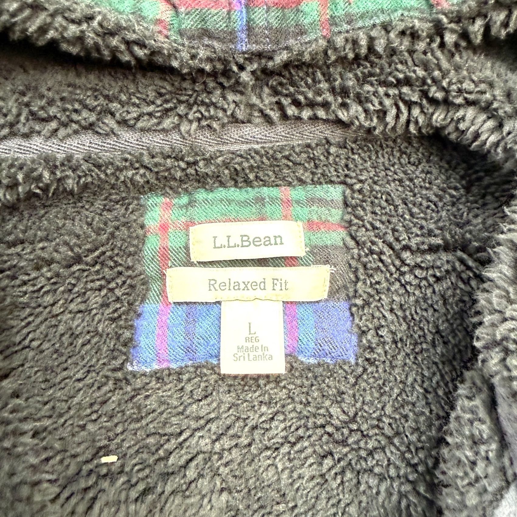 Vintage VINTAGE LL Bean Shirt Jacket Hoodie Womens Large Blue Green Tartan Plaid Sherpa Zip Up Size L / US 10 / IT 46 - 5 Thumbnail