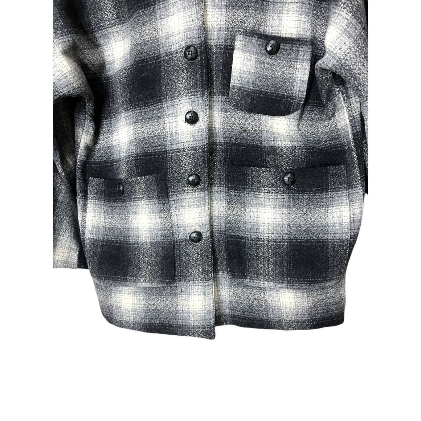 Other Vintage Harris/Wallace Petites Black Plaid Wool Blend Shacke Size XS / US 0-2 / IT 36-38 - 3 Thumbnail